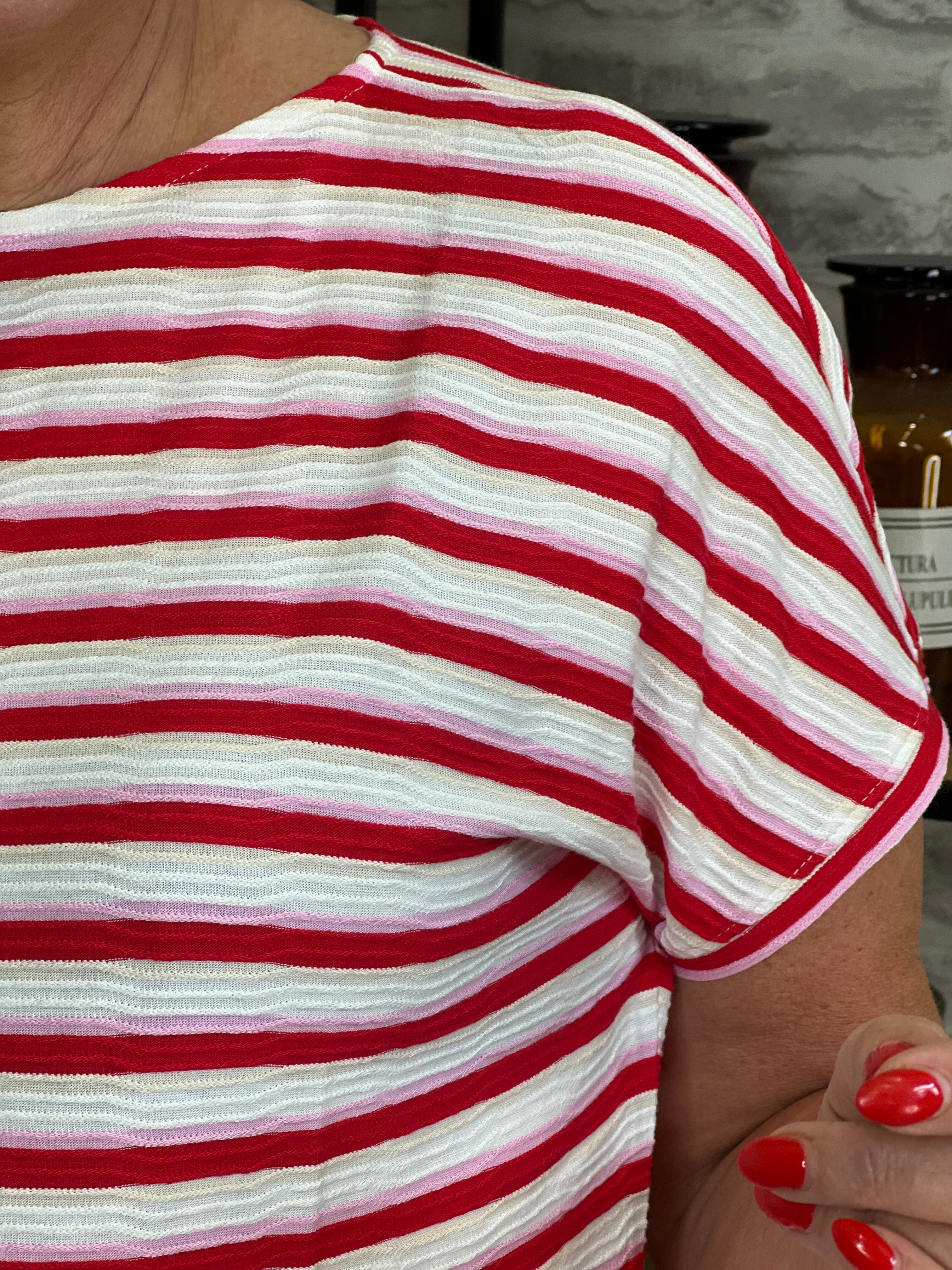 Cecil Striped T-shirt In Glazed Apple Red