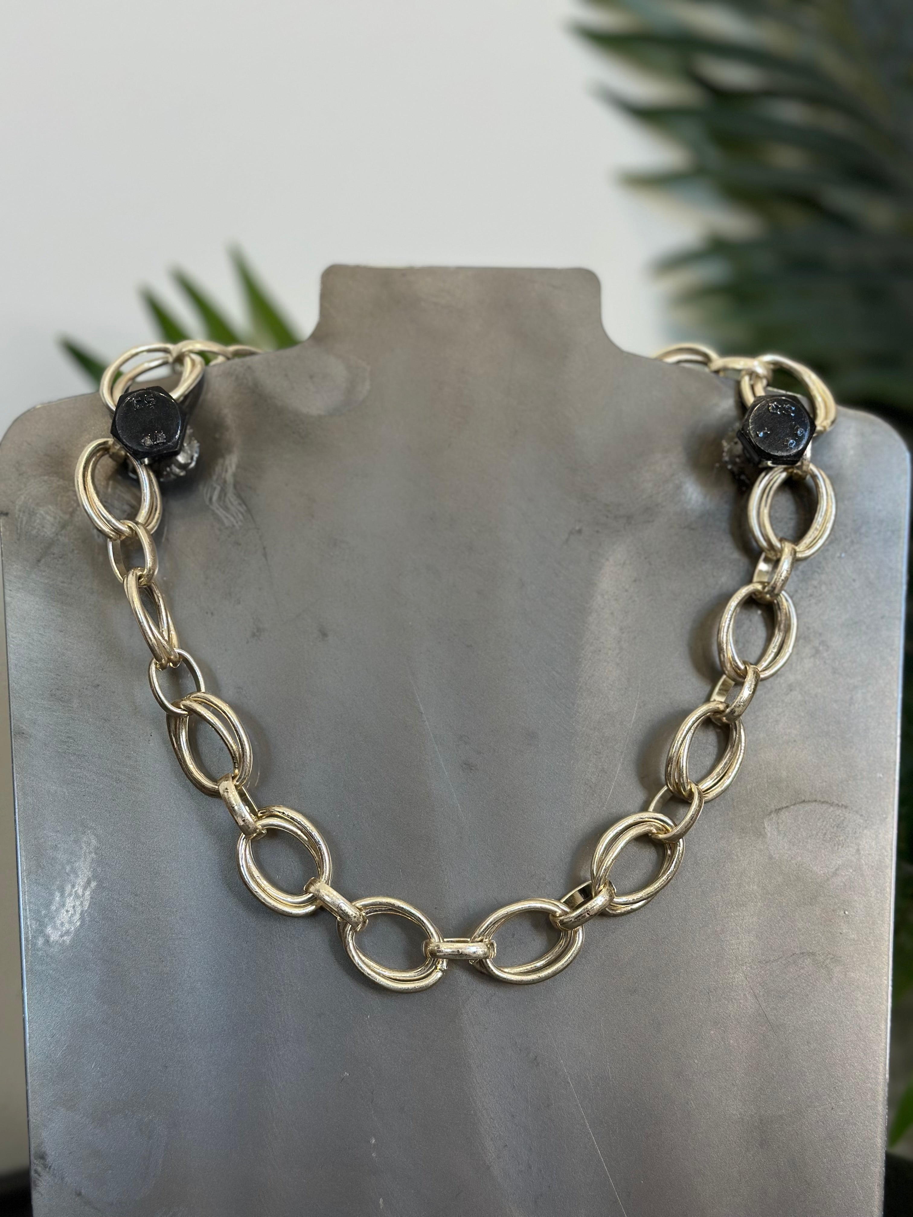 Eliza Gracious Double Linked chain necklace In Gold