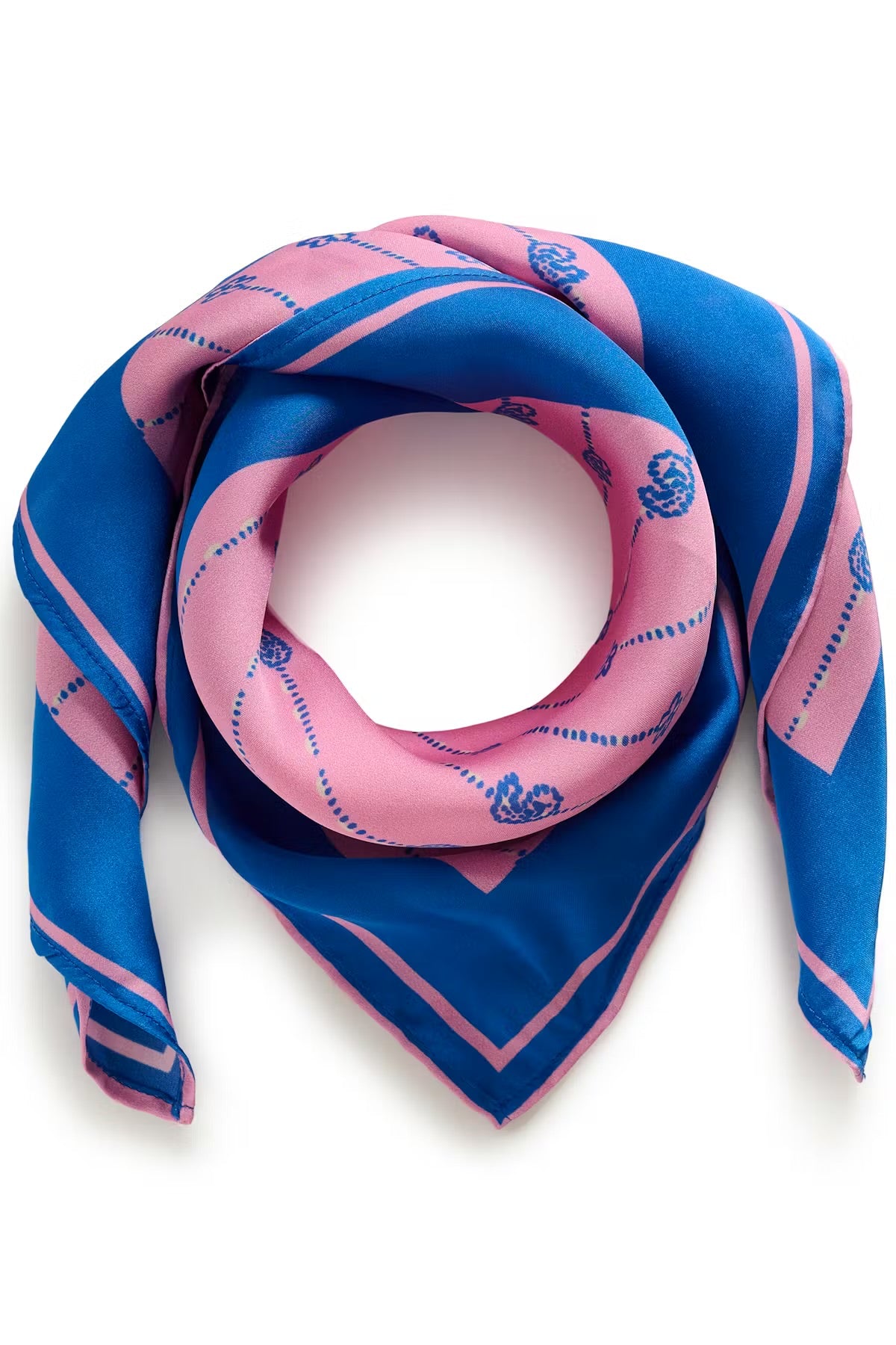 Culture Silky patterned neck scarf In blue & pink