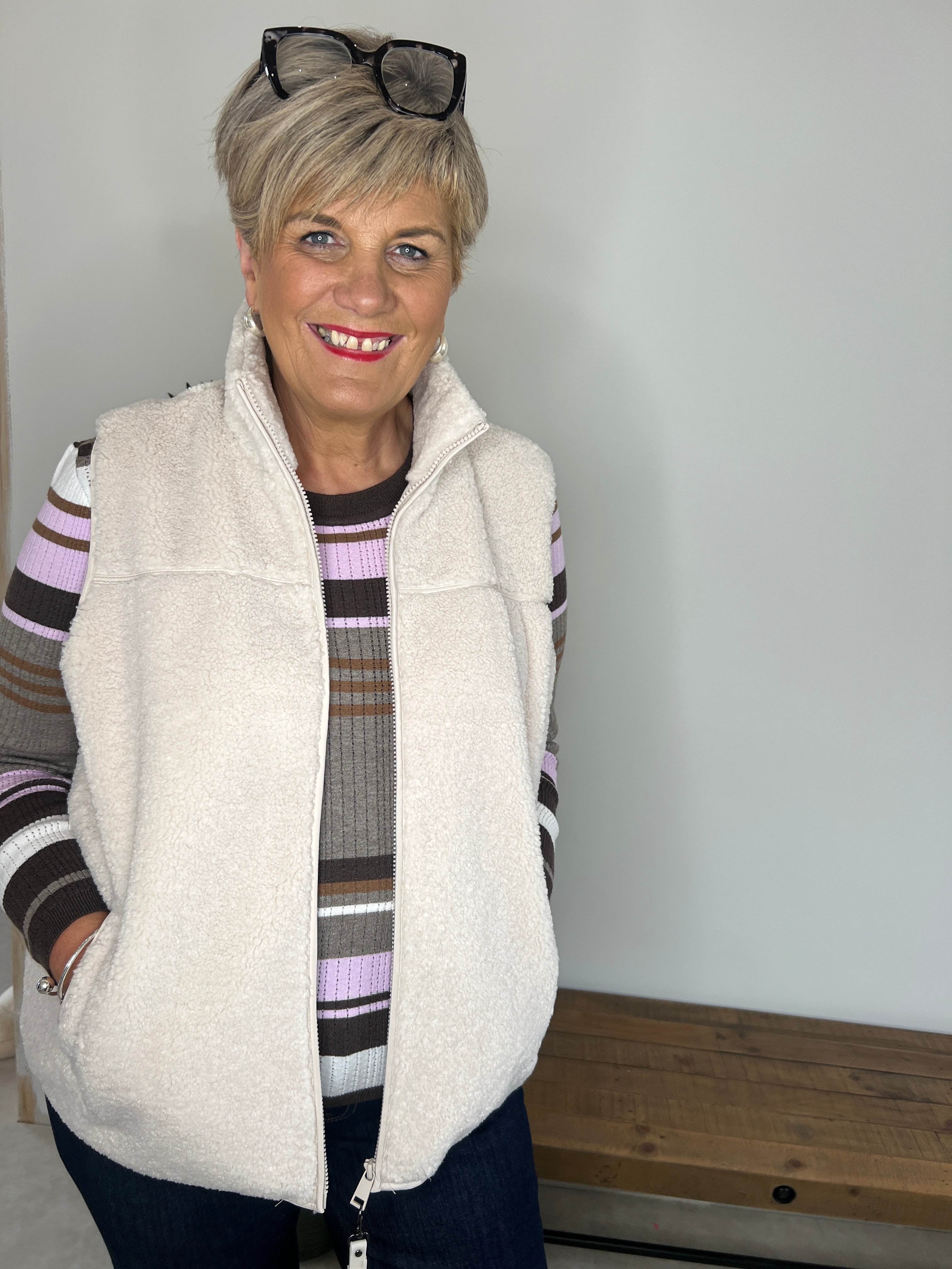 Cecil Teddy Waistcoat In Teddy Vanilla