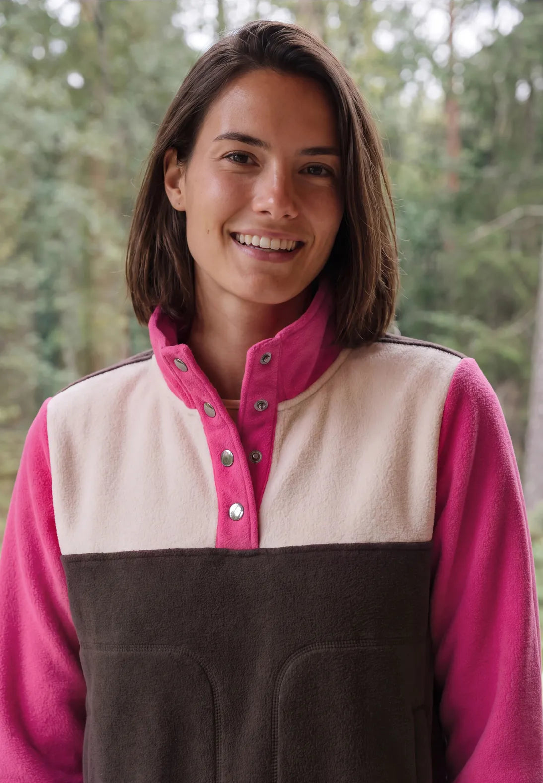 Colour block fleece in pink flash