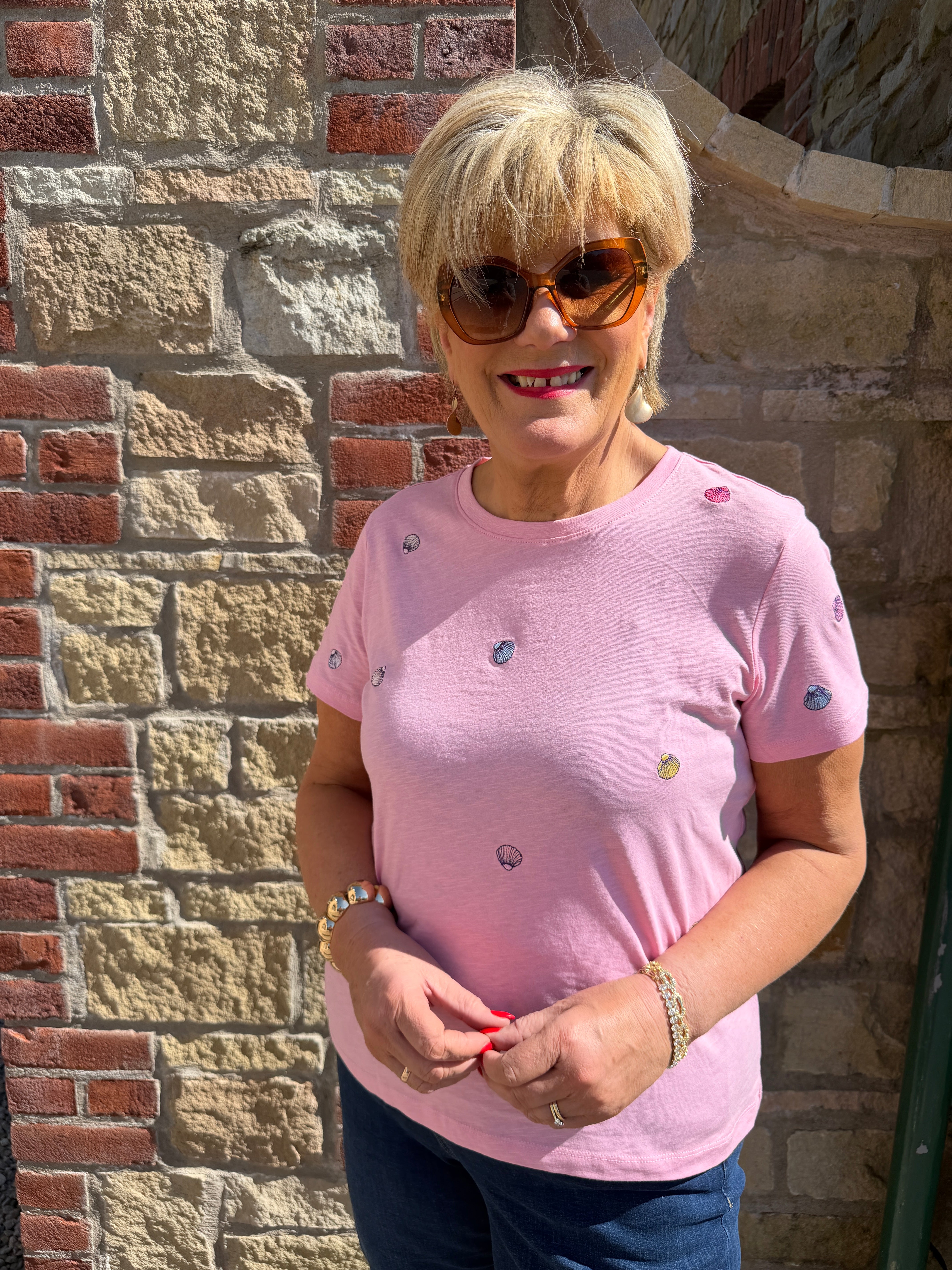 Nümph Organic Cotton print t-shirt in Prism Pink