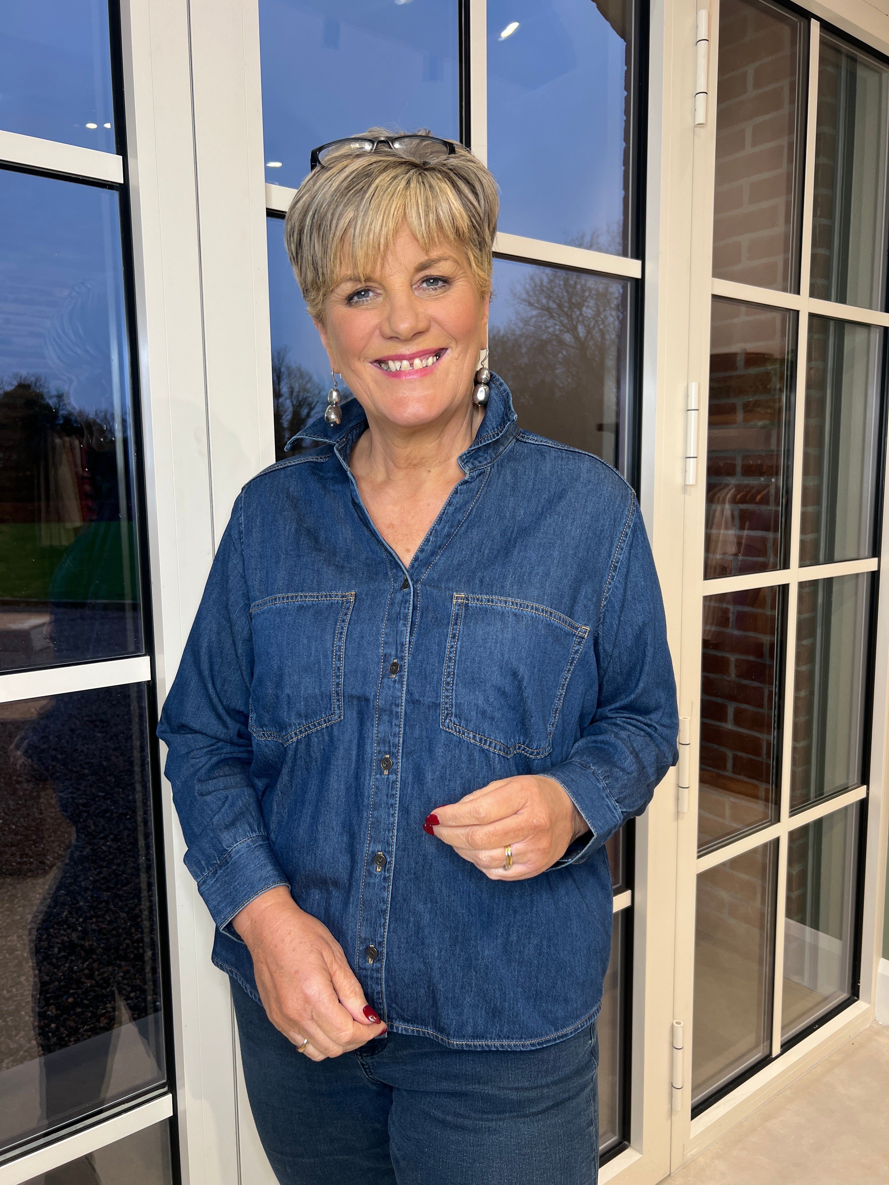 Culture Denim Shirt In Dark Blue Wash