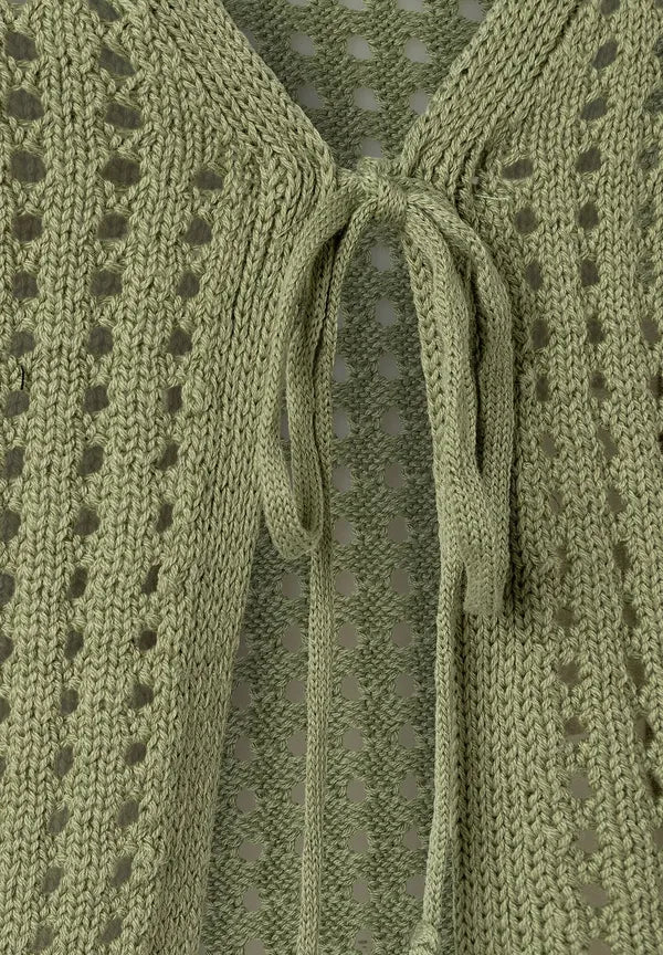 More & More Ajour Cardigan In Olive Green