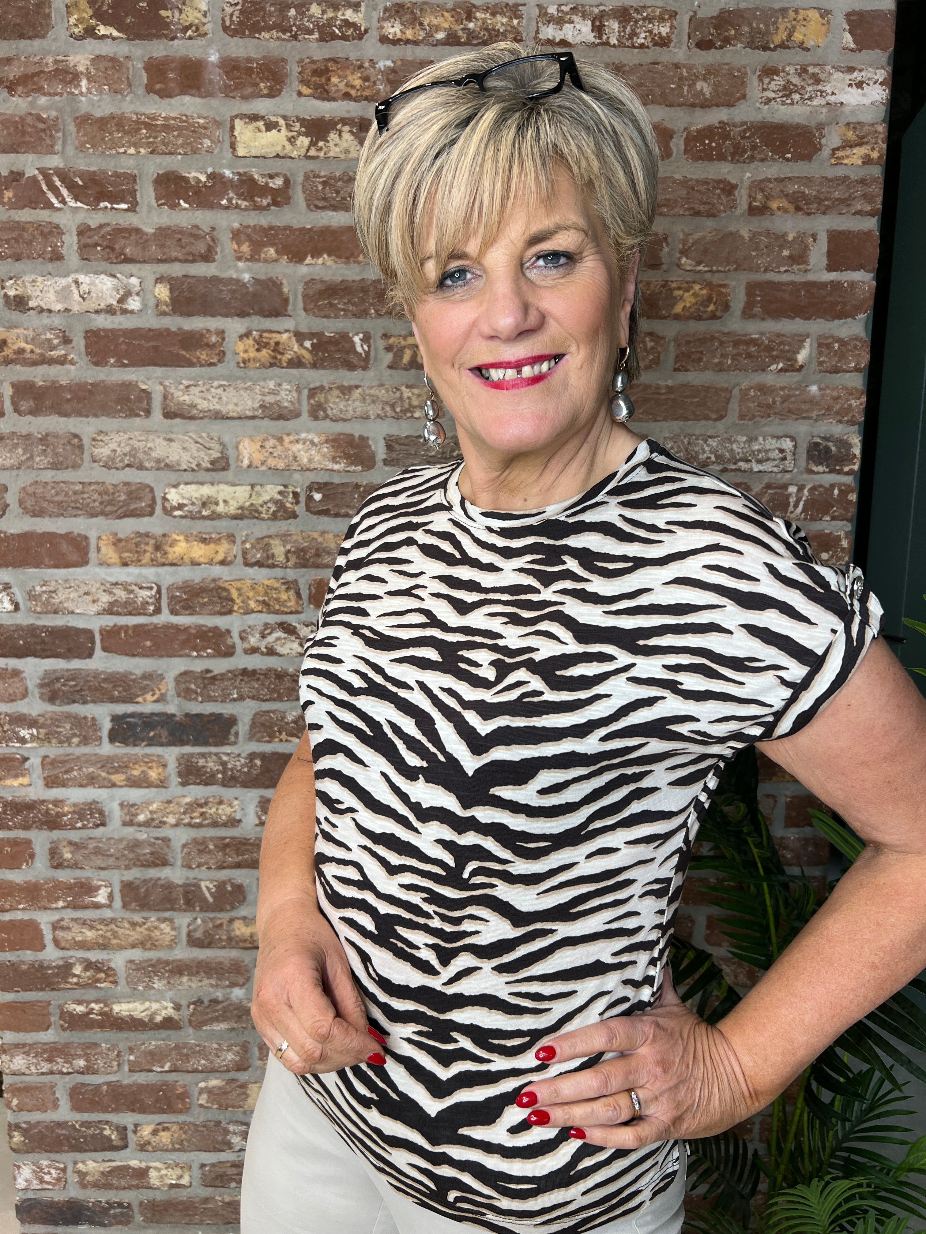 Street One Animal Print T-shirt In Espresso Brown