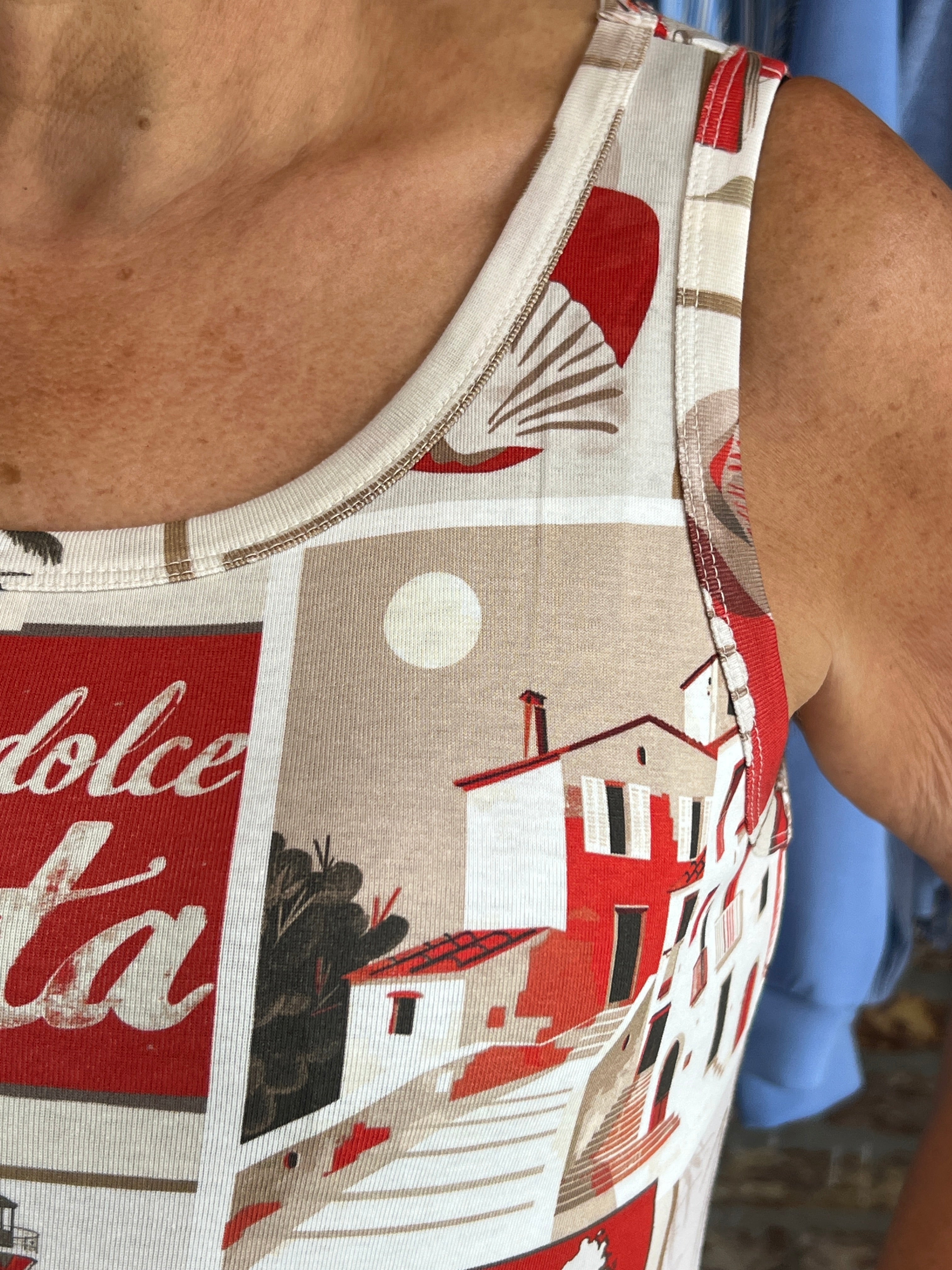 Monari Polarid Vest Top In Red Multi