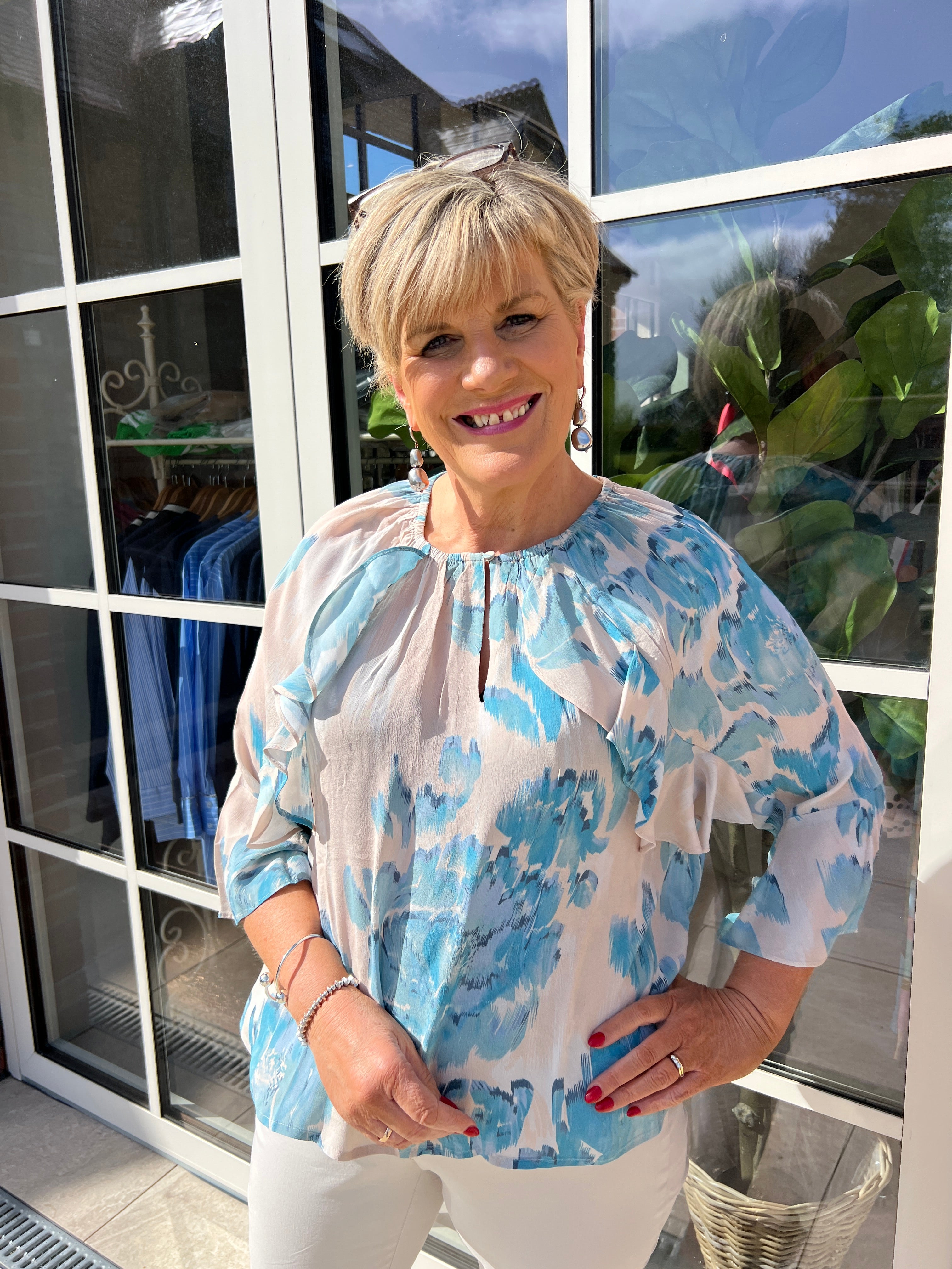 Saint Tropez shaded floral blouse In Blue
