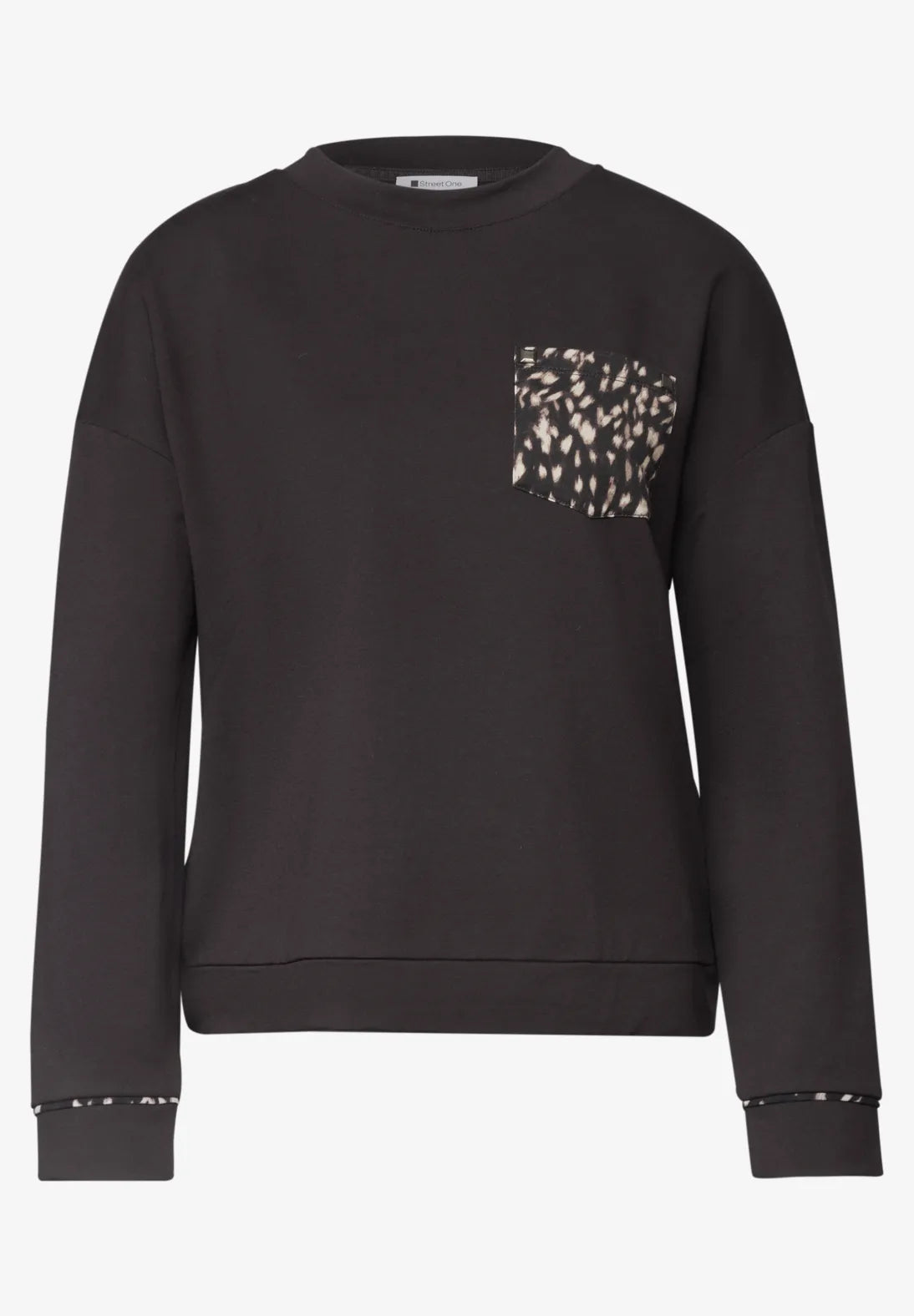Sweatshirt with printed pocket in black coffee
