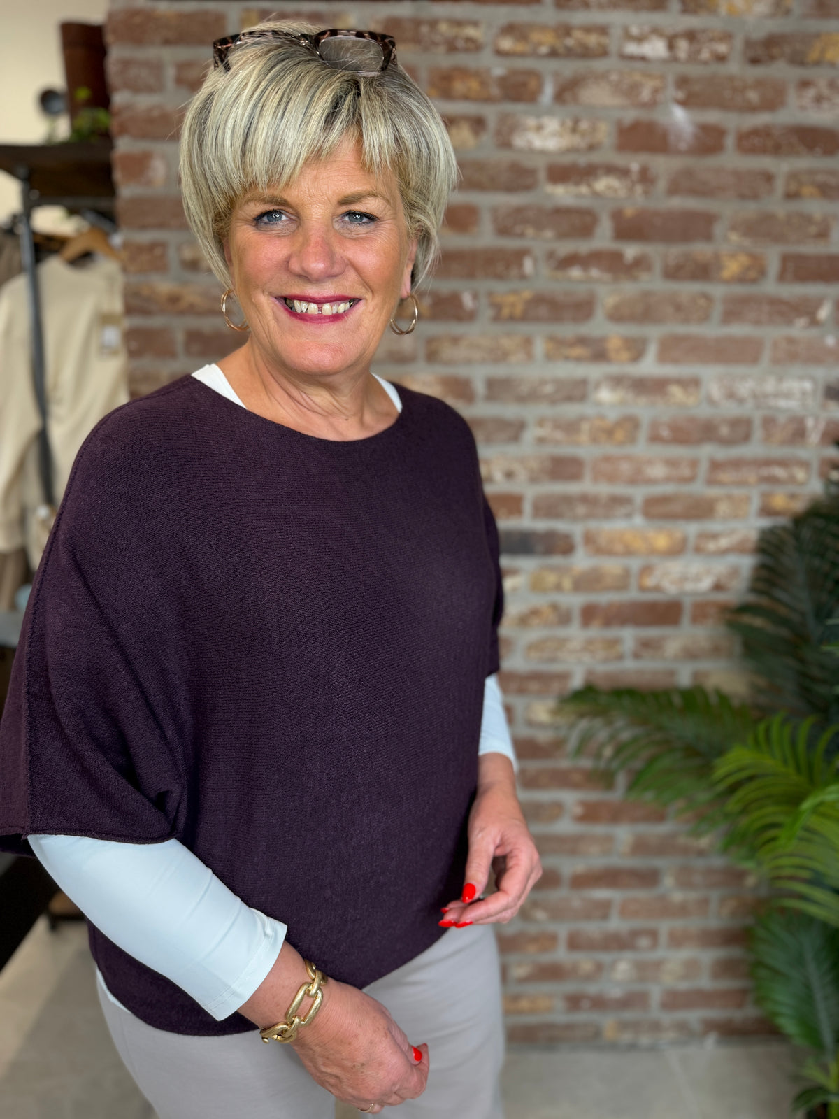 Wide Sleeve knit in Mulberry