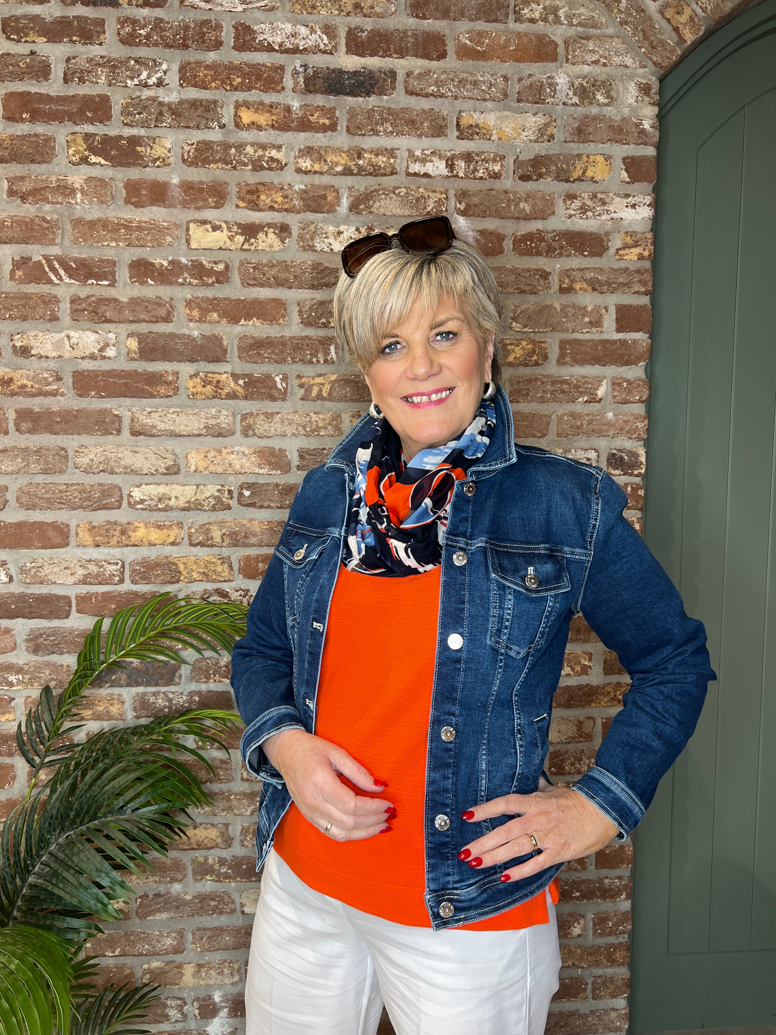 Cecil Denim Jacket In Mid Blue Wash