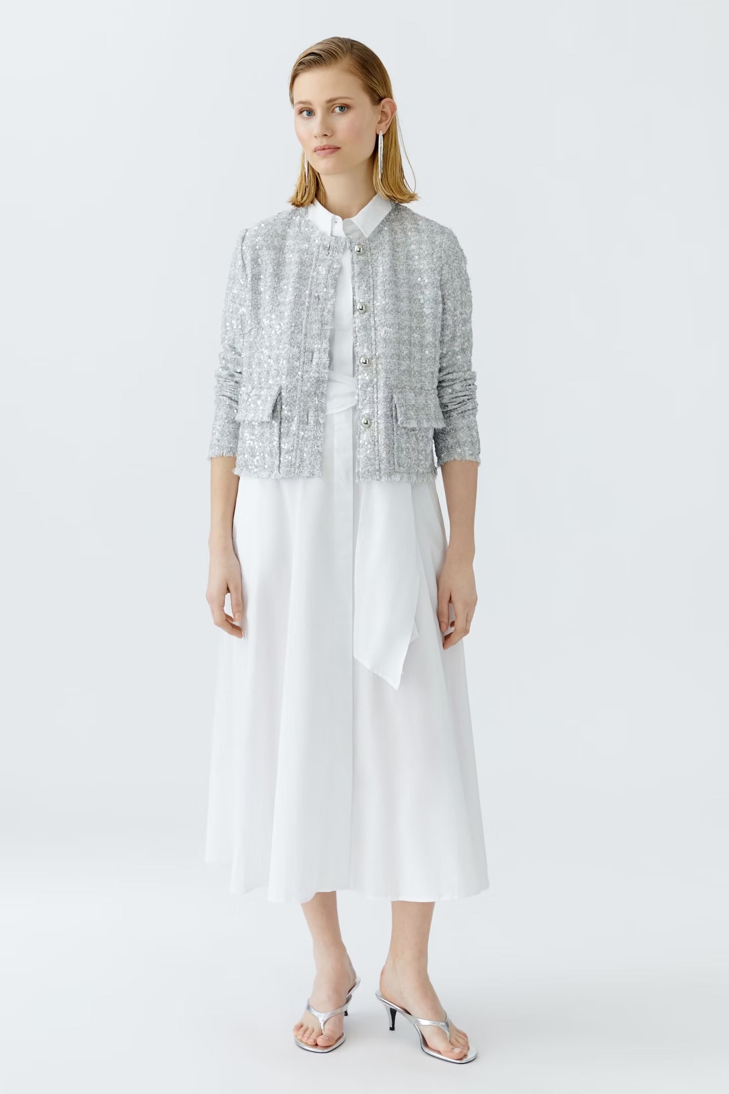 Oui French Style Jacket In Silver