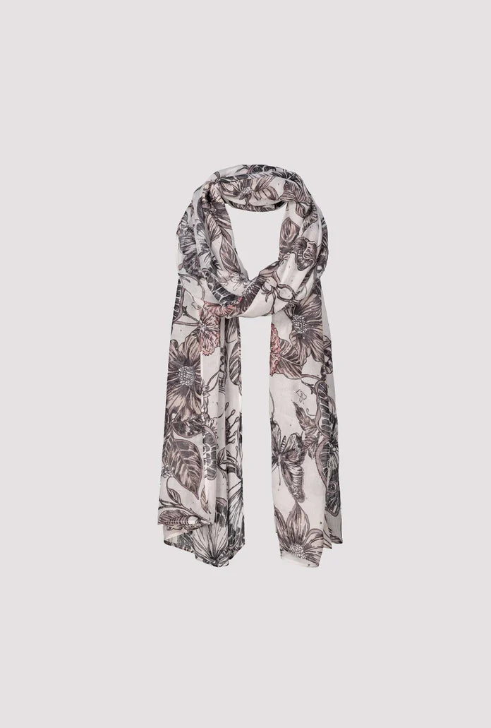 Monari Floral Scarf In Taupe Pattern