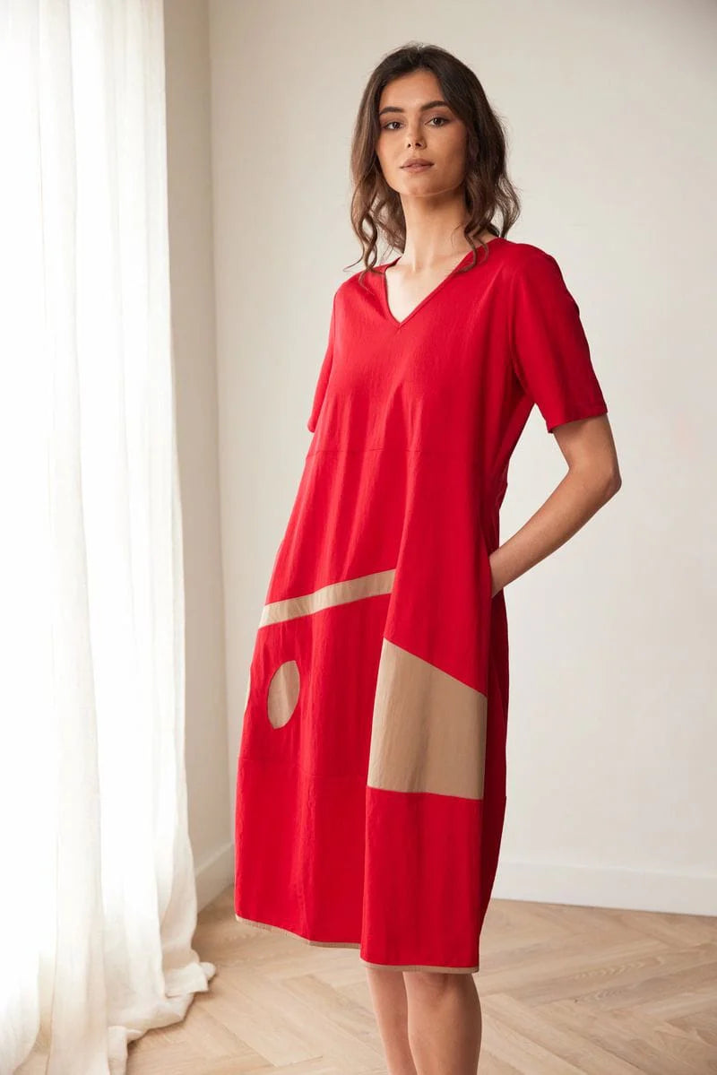 Peruzzi oval cut out Dress In Red