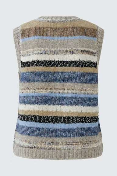 Oui Pullover Vest In Light brown & blue