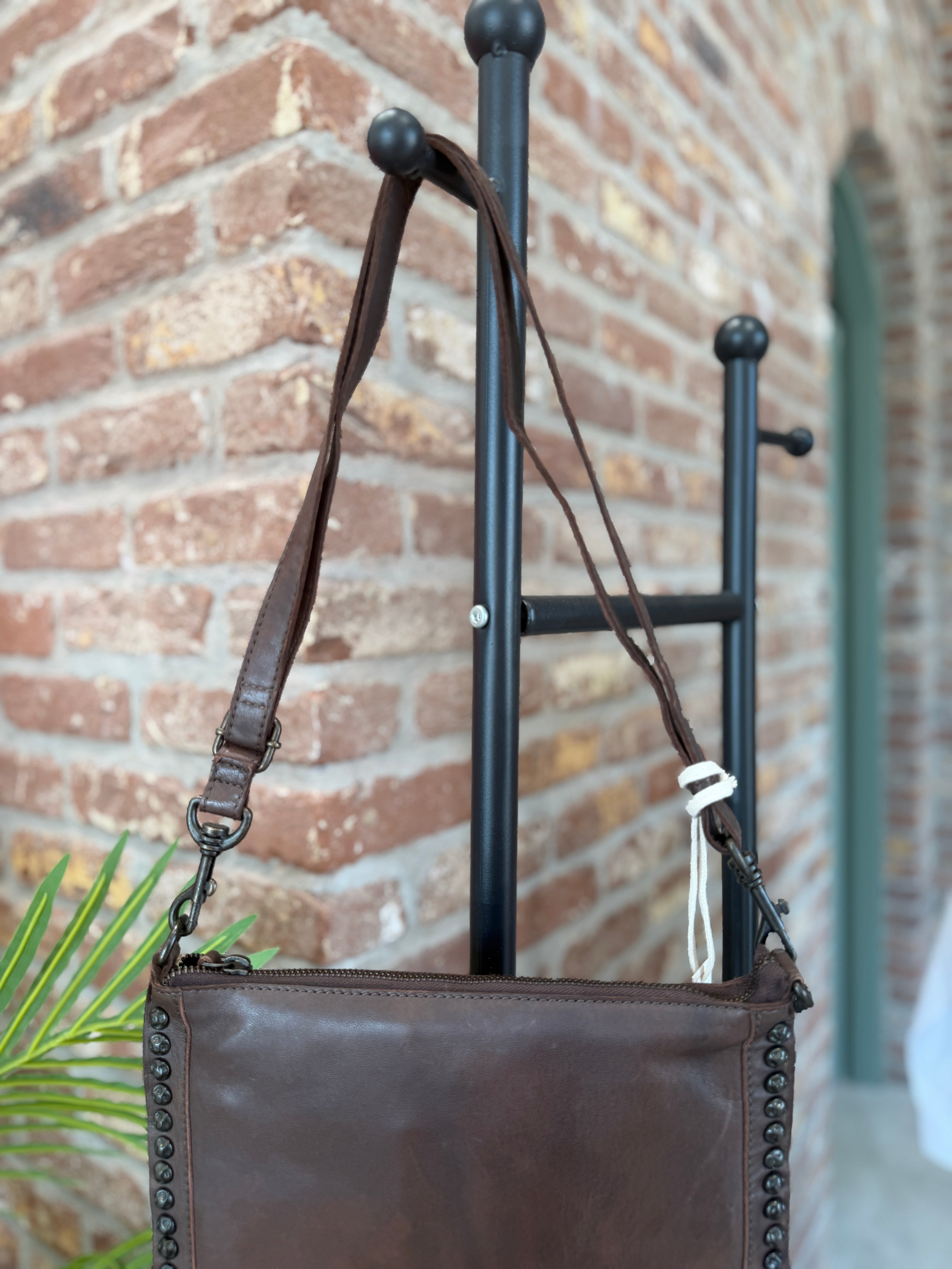 BIBA leather Portland Crossbody bag in Dark Brown
