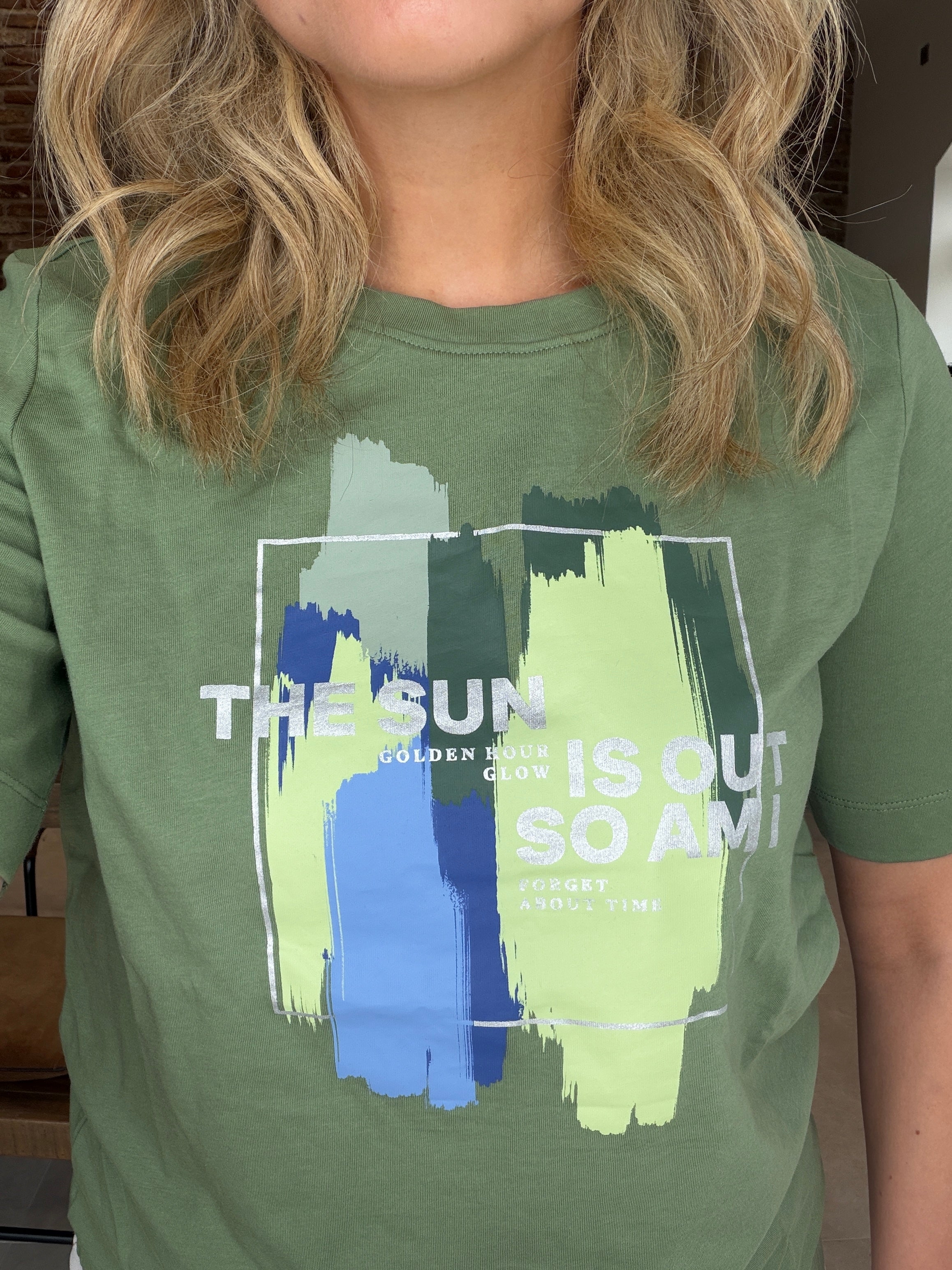 Cecil Multicoloured T-shirt In Deep Matcha Green