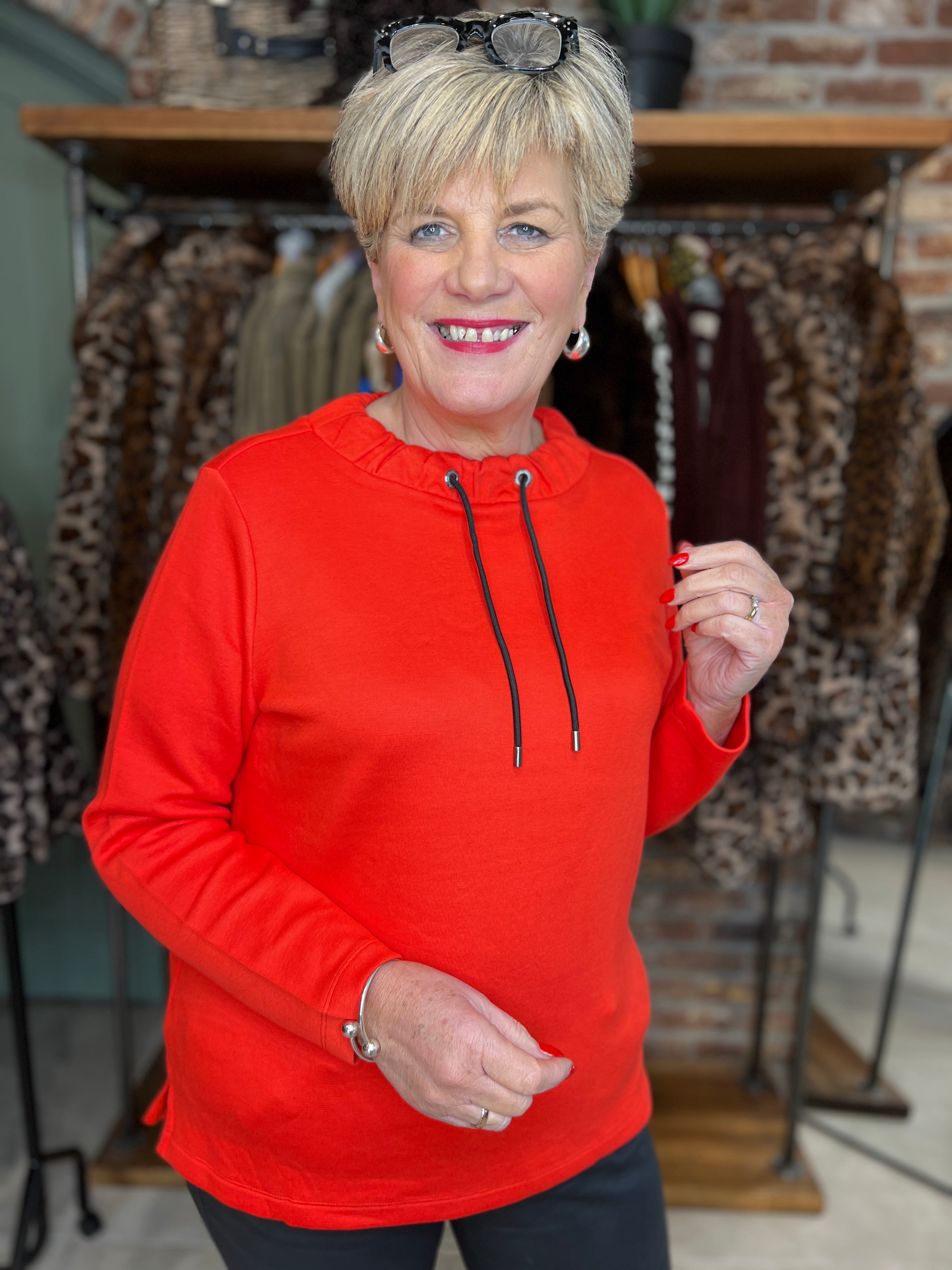 Cecil Funnel Neck sweatshirt In Pumpkin Orange