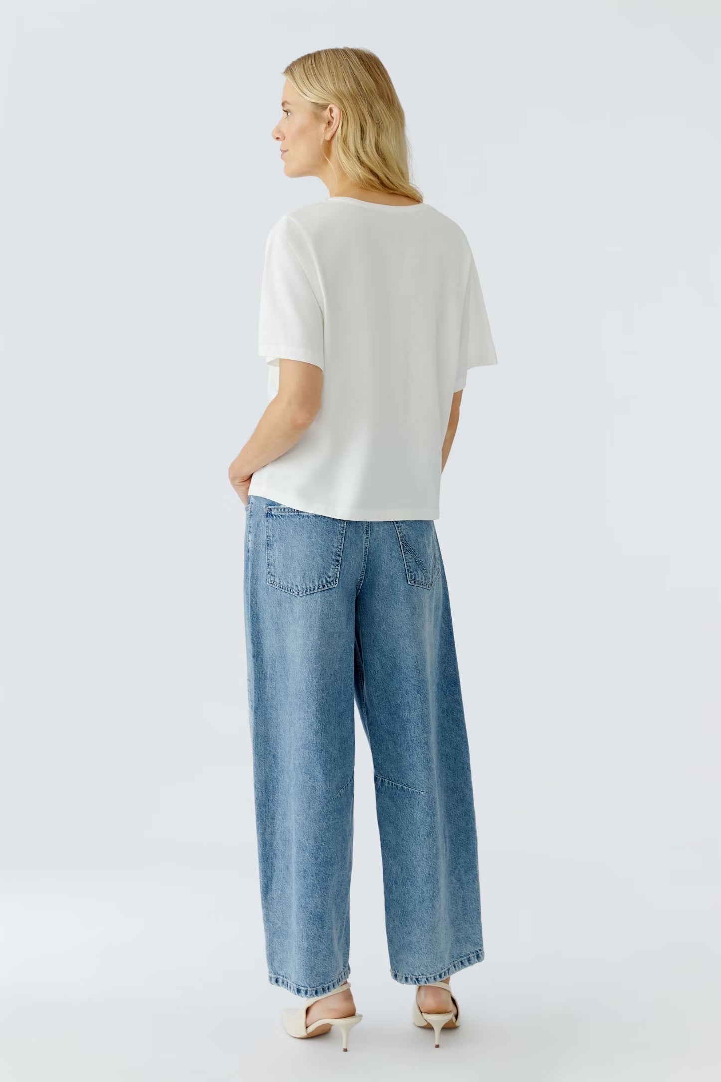 Oui Printed T-shirt In Cloud Dancer