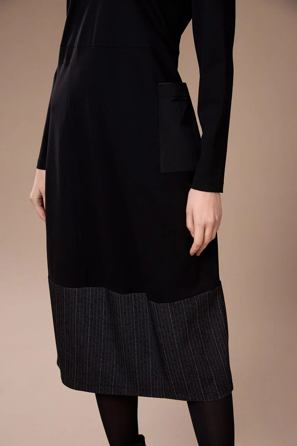 Peruzzi herringbone trim dress in black