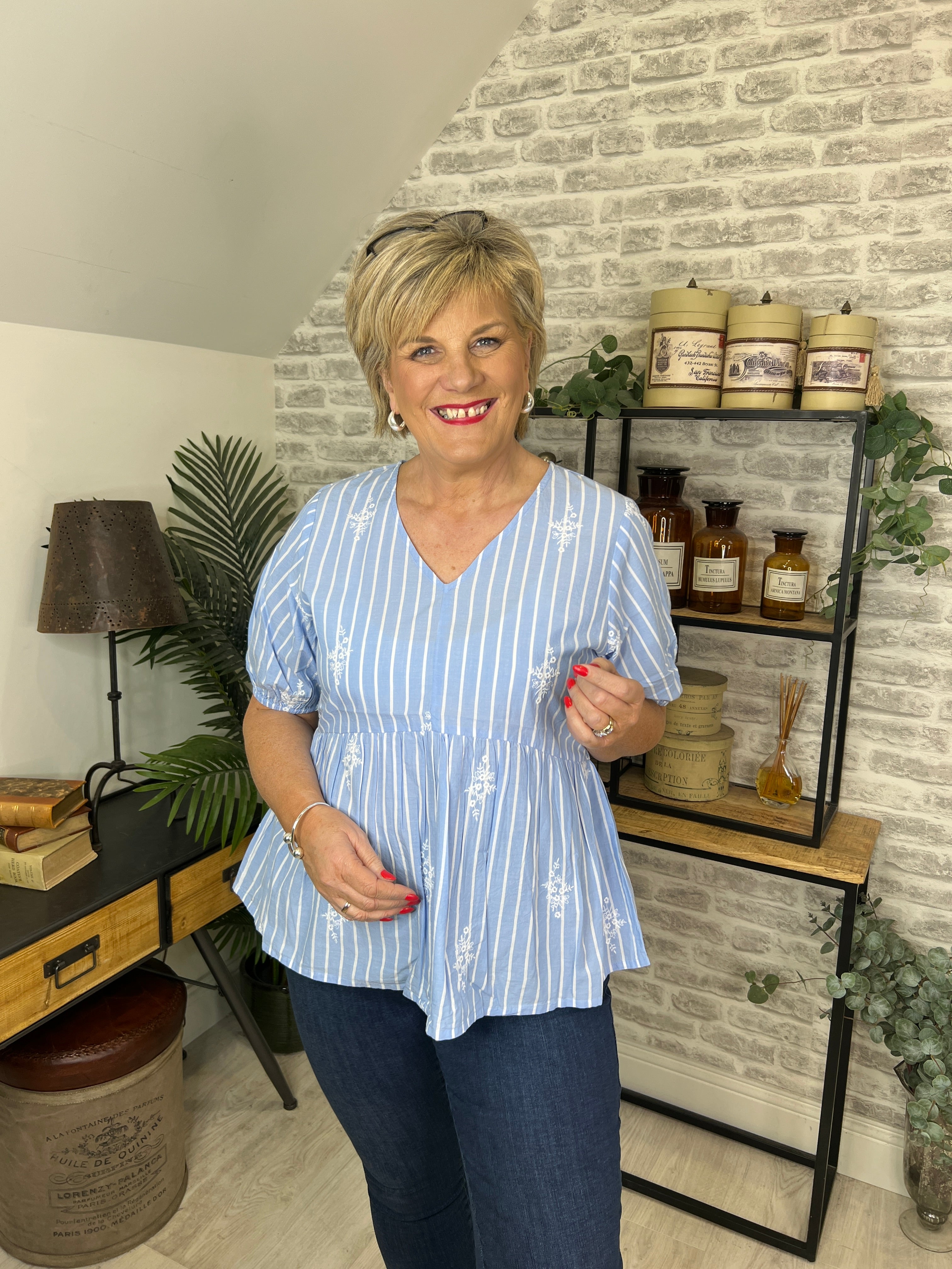 Culture Cubaloo Blouse In Blue Stripe