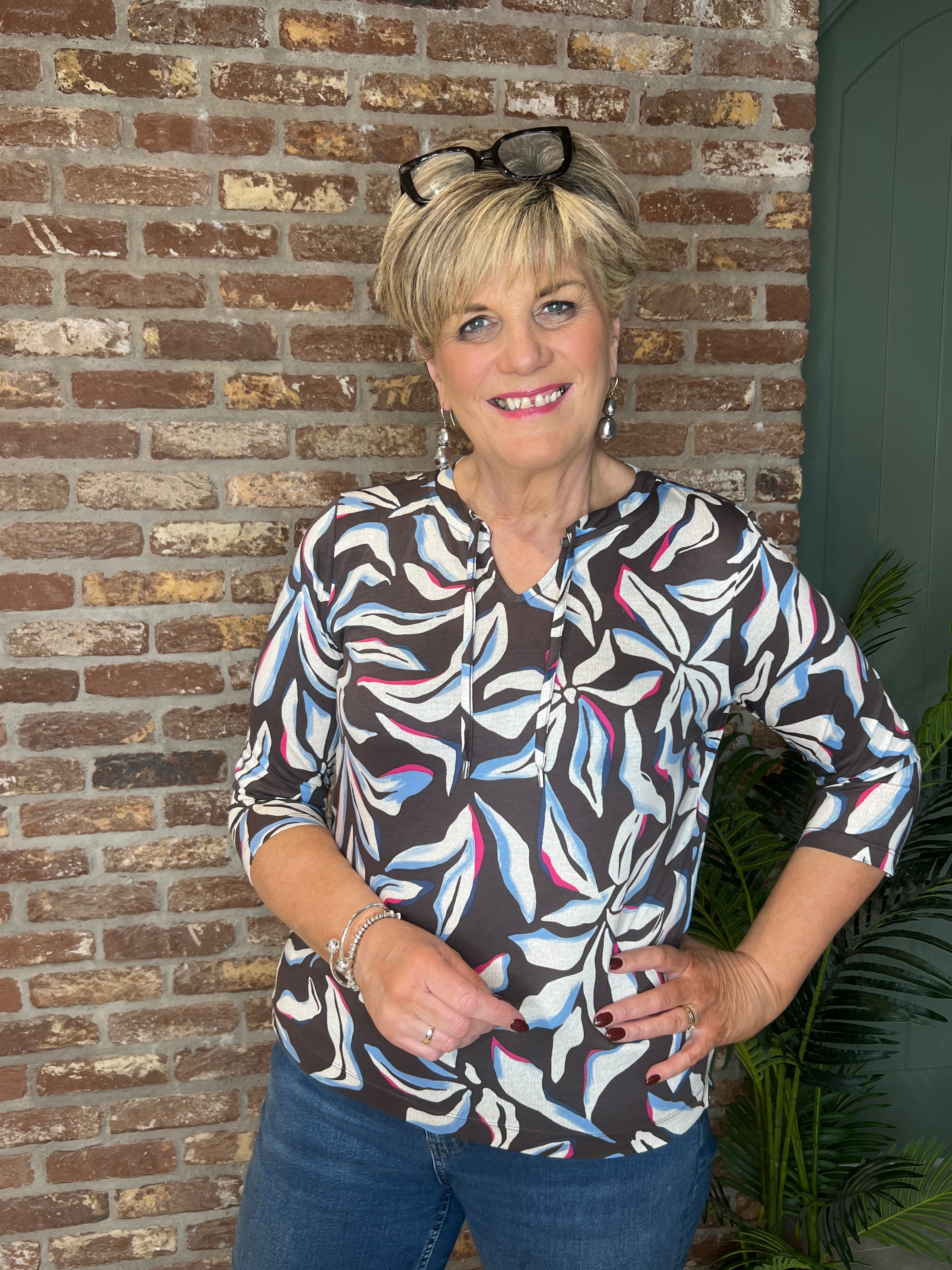 Cecil Multi Top With Tie In macchiato Brown