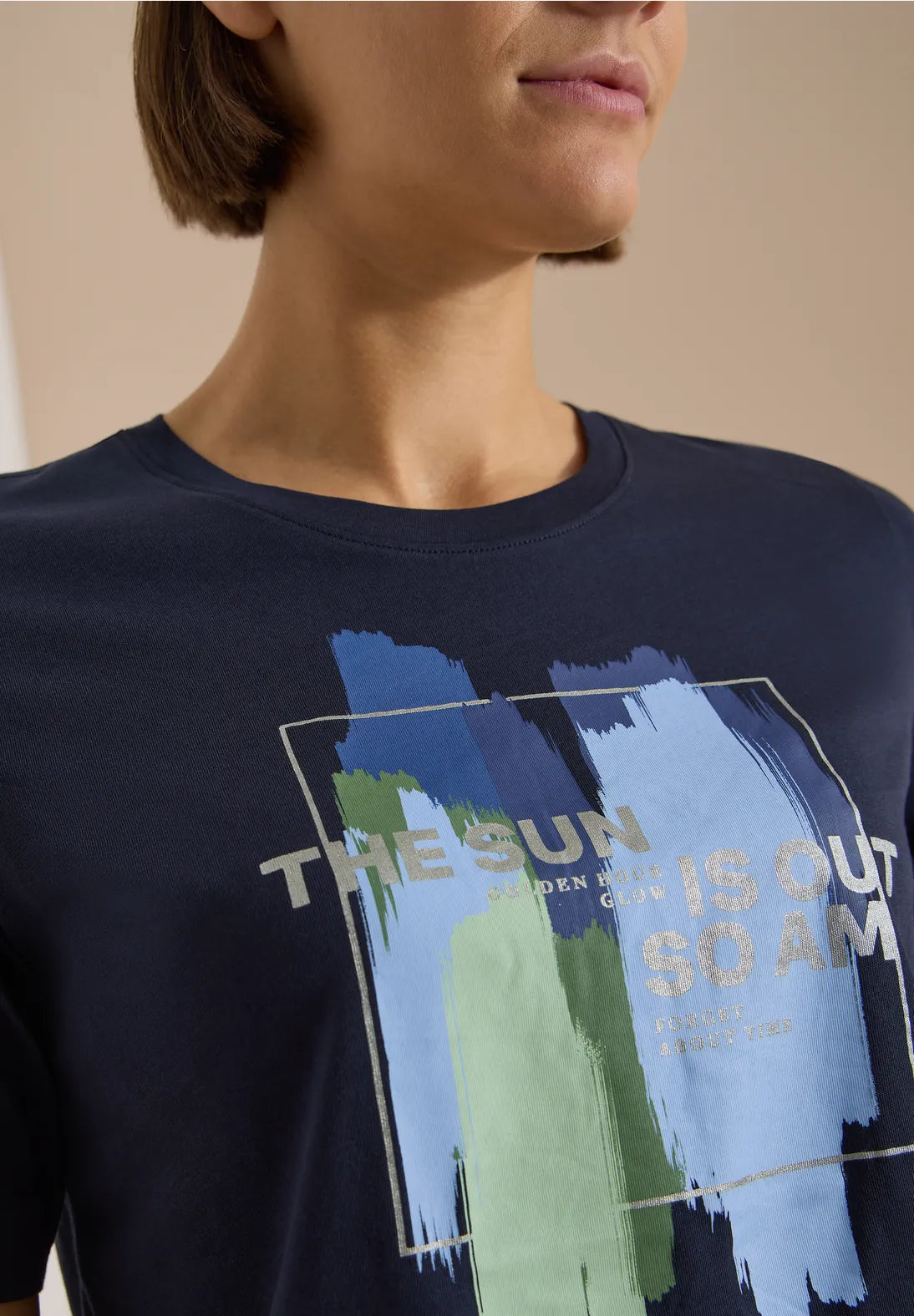 Cecil Multicoloured T-shirt In Urban Dark Blue