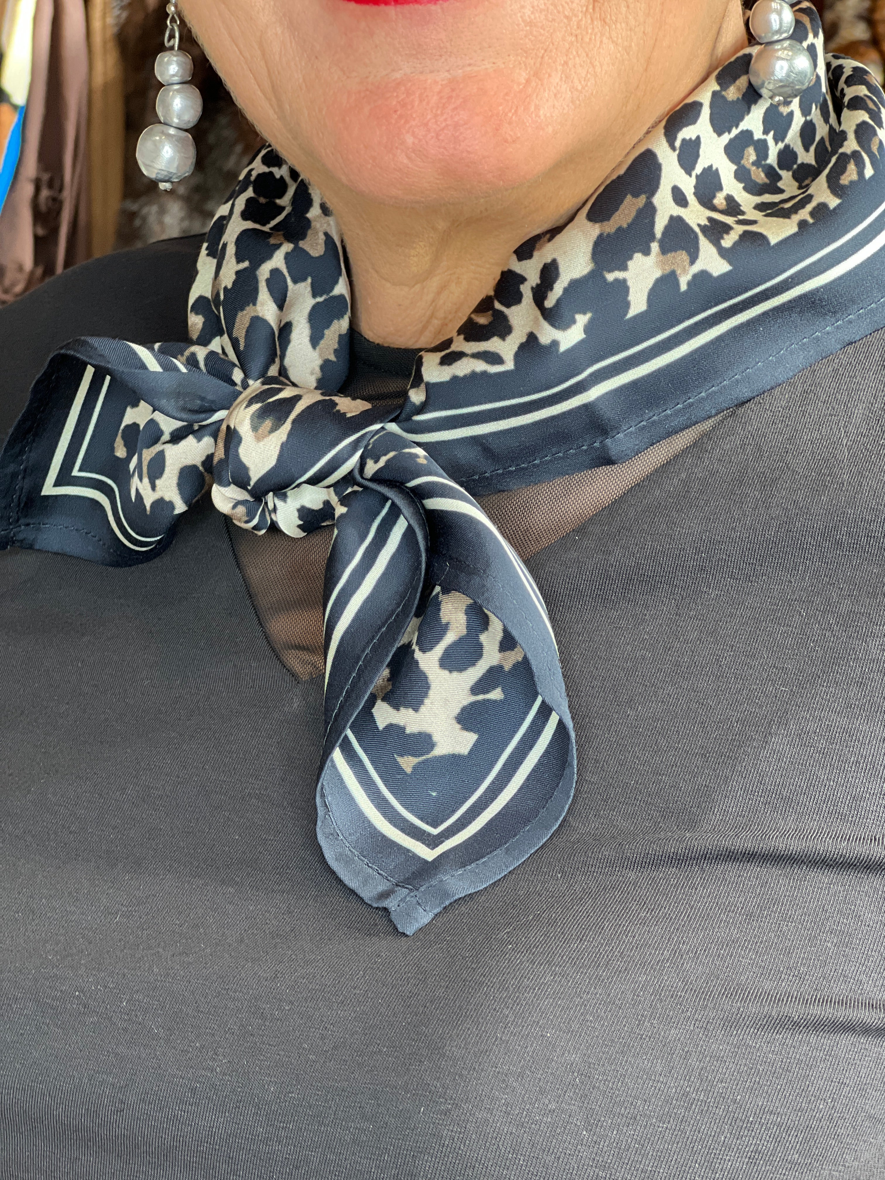 Street One Leo Satin Neck Scarf In Black