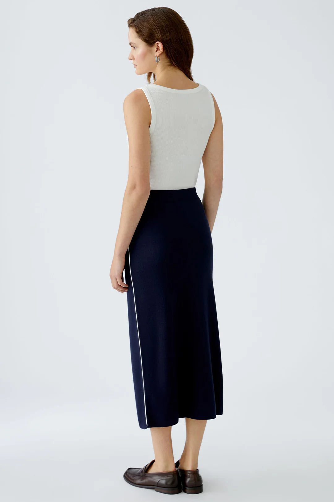 Oui Pull On Knitted Skirt In Dark Blue