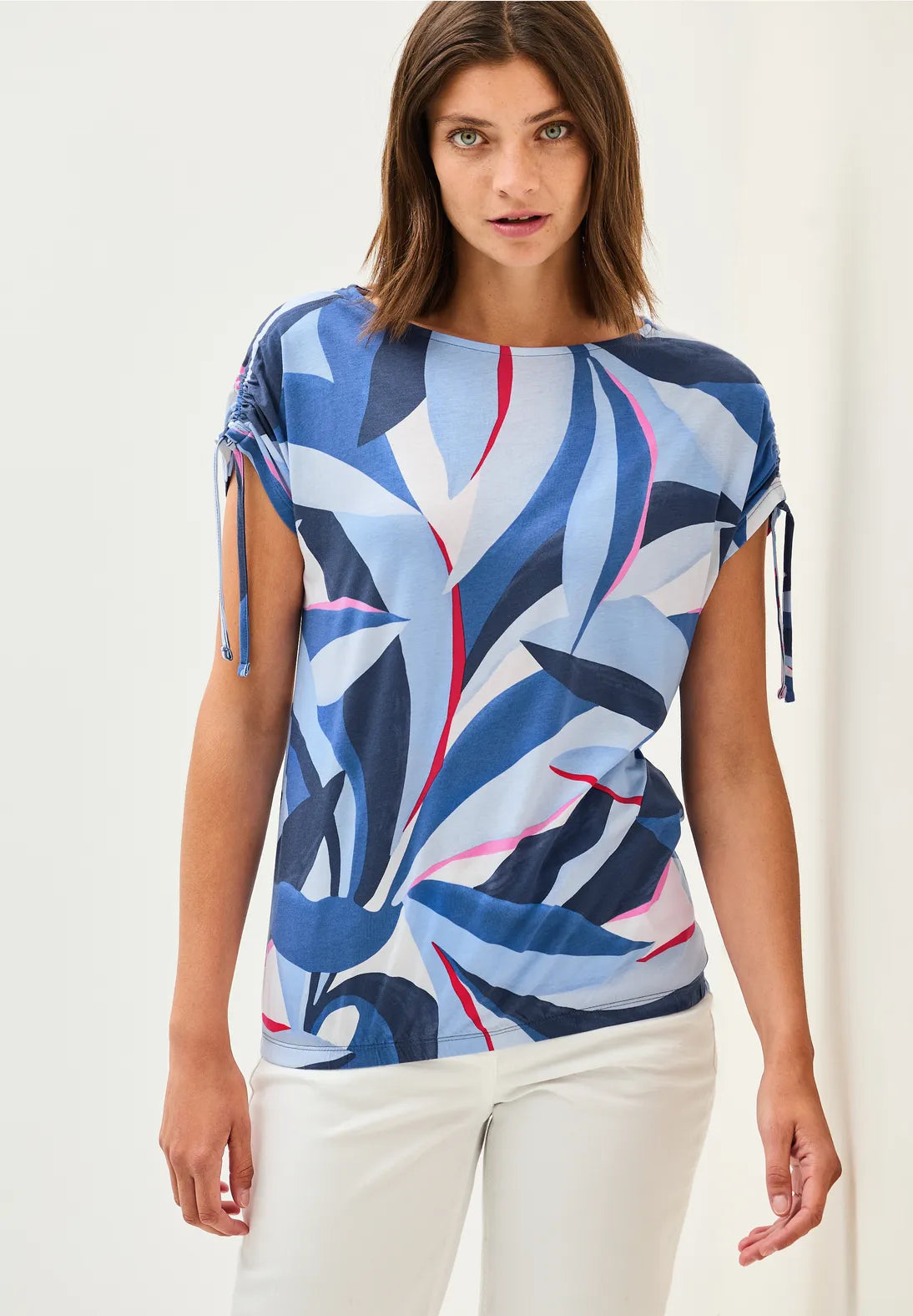 Cecil Print Gathered T-shirt In Urban Navy