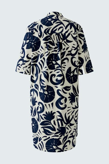 Oui Floral Dress In Dark Blue & White