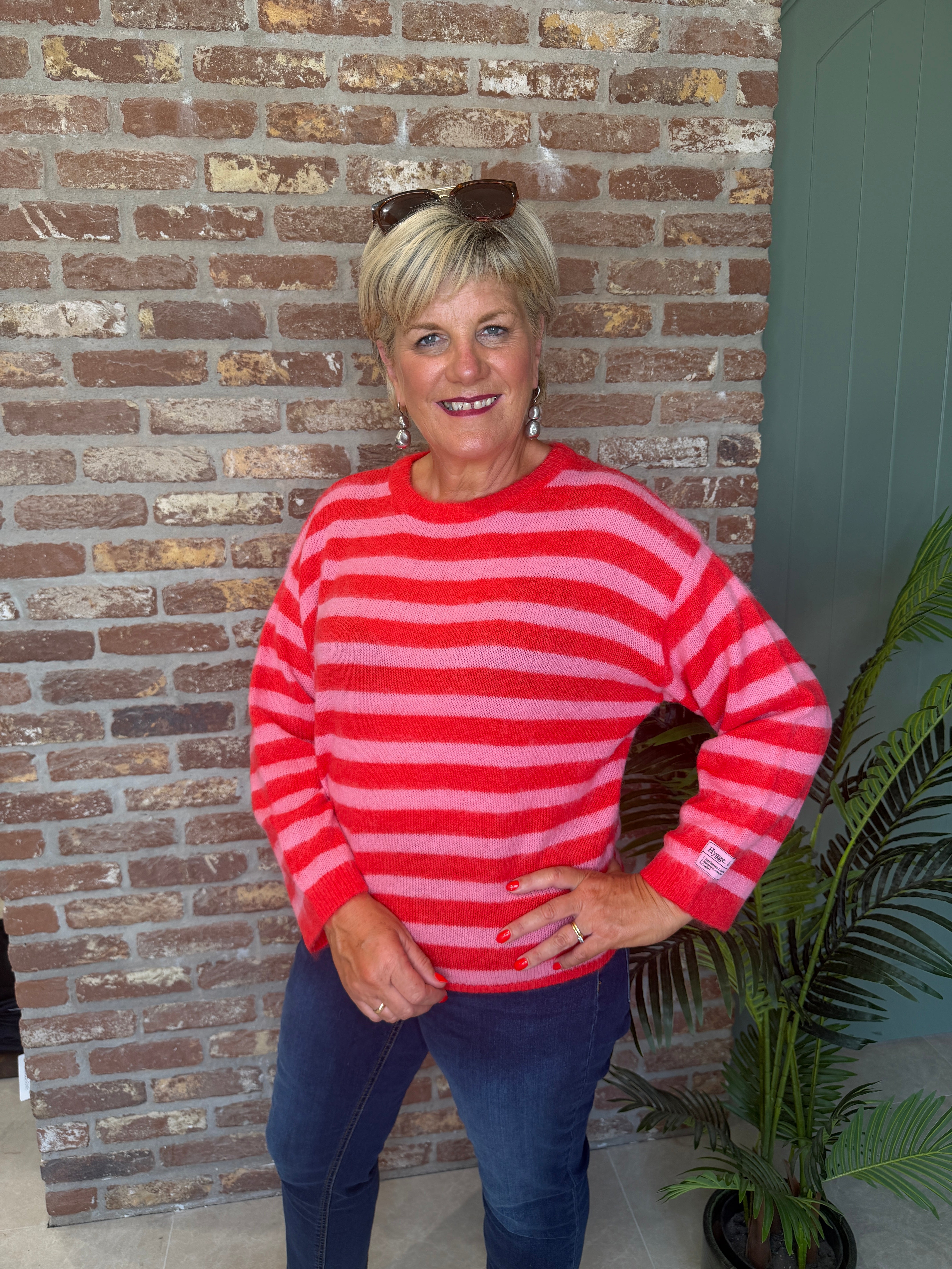 Ichi Ihblush striped Pullover In Pink Multi
