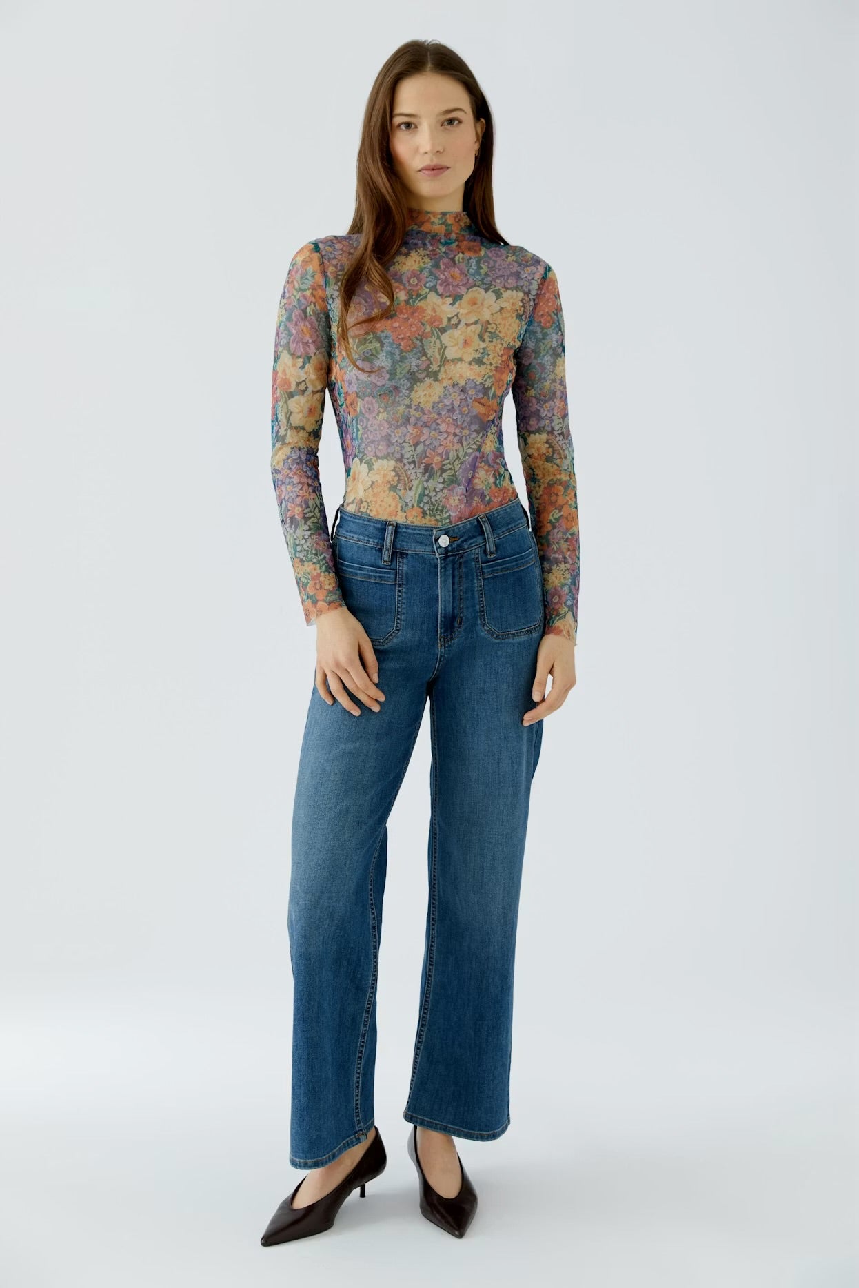 Oui Long sleeve top In Lilac yellow