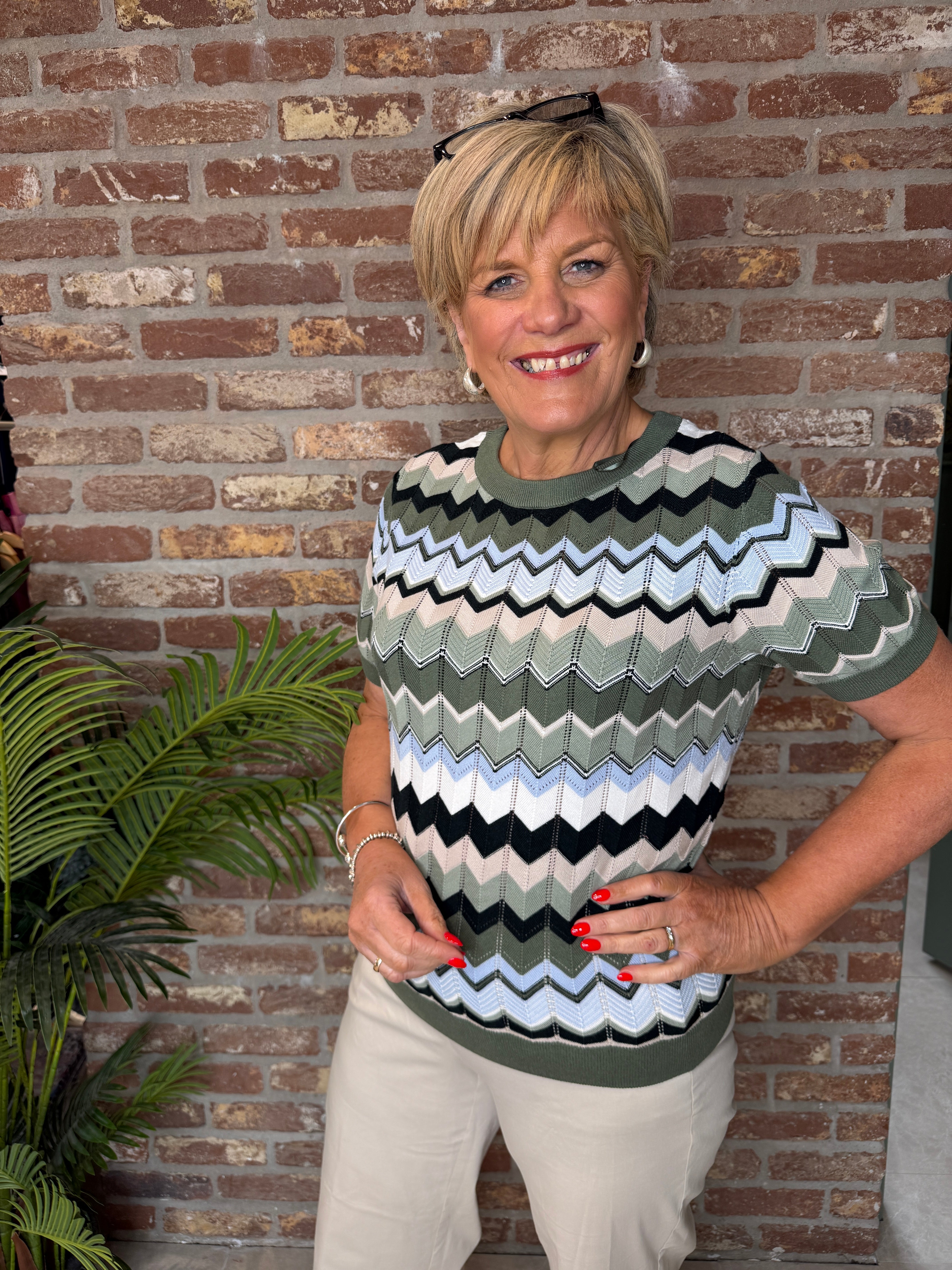 Street One Zig Zag jumper In deep bond