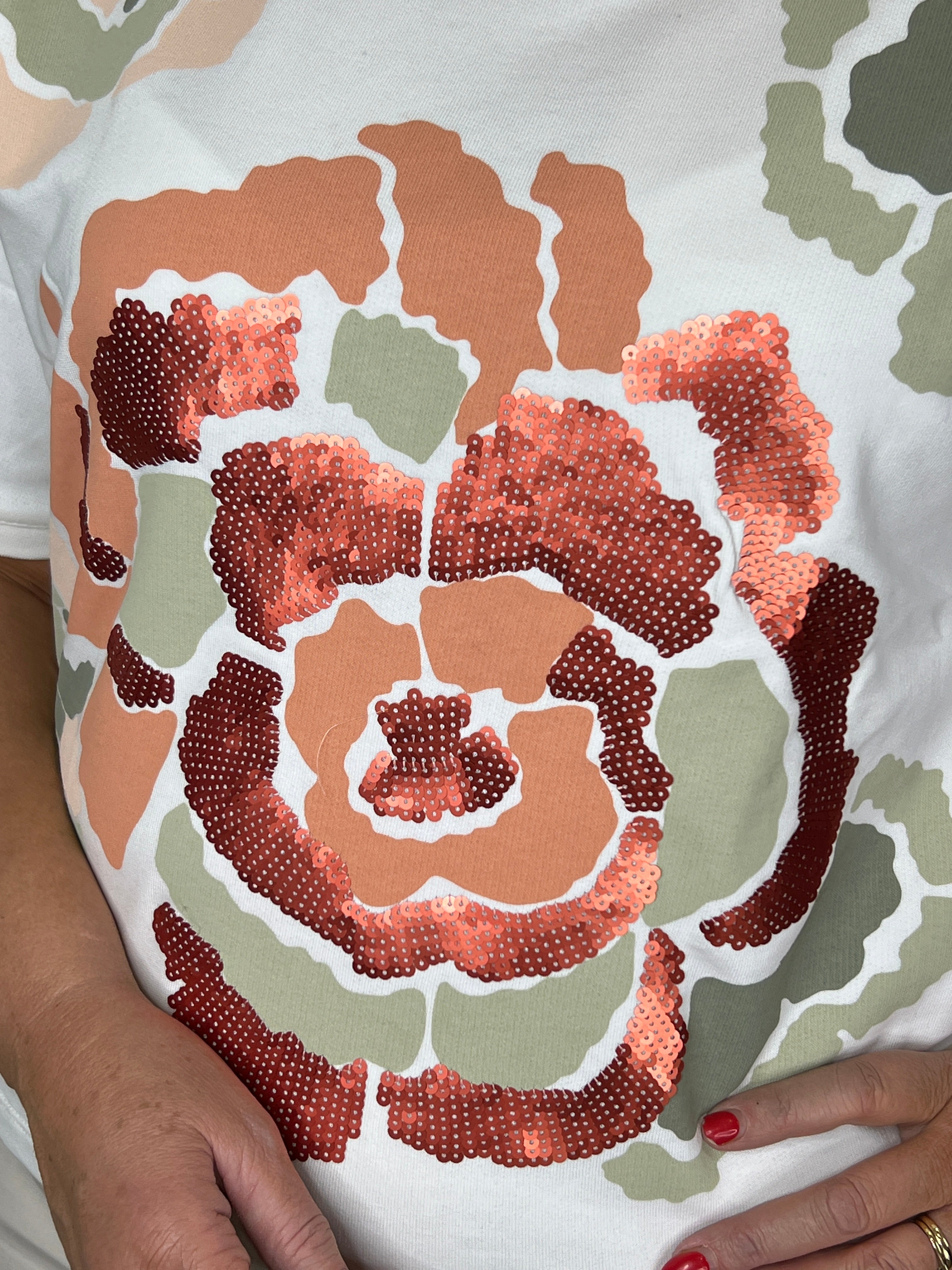 More & More Sweatshirt With Sequence In Off White