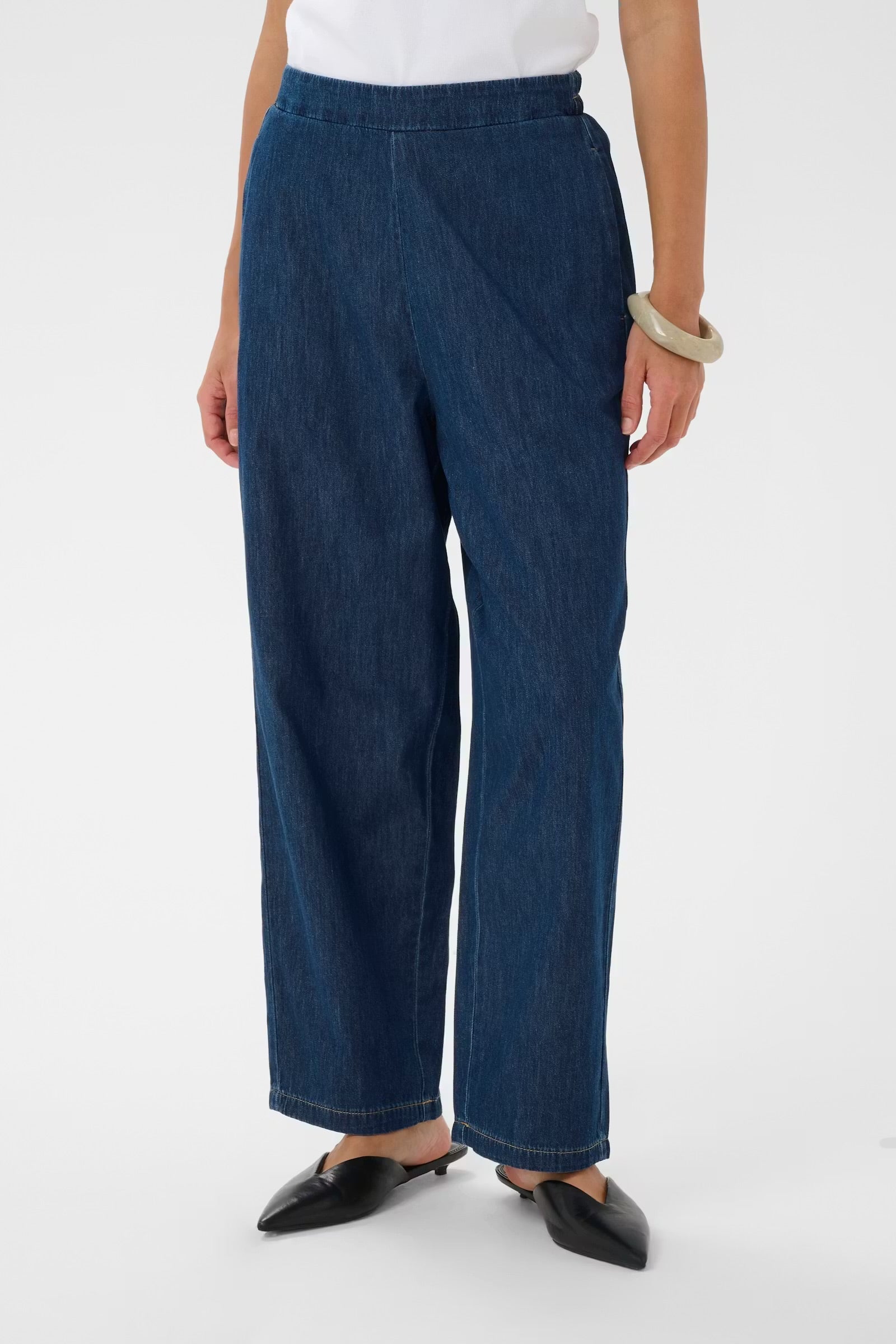 Culture Arpa Pull on trousers In Dark Blue wash