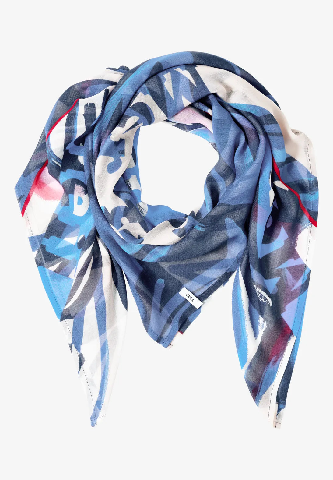 Cecil print multi scarf In universal blue