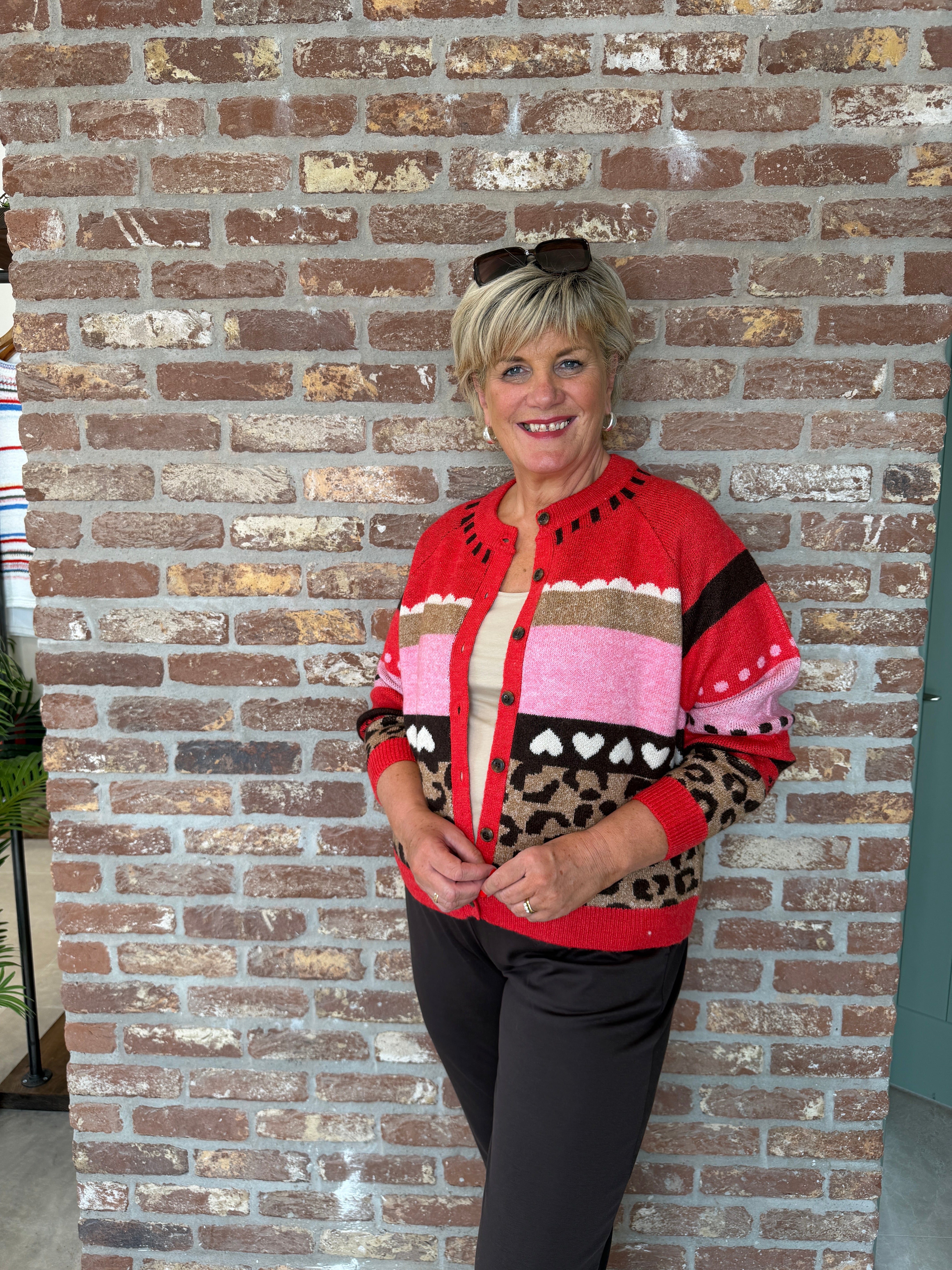 Ichi Ihlivoni Patterned Cardigan In Poinsettia