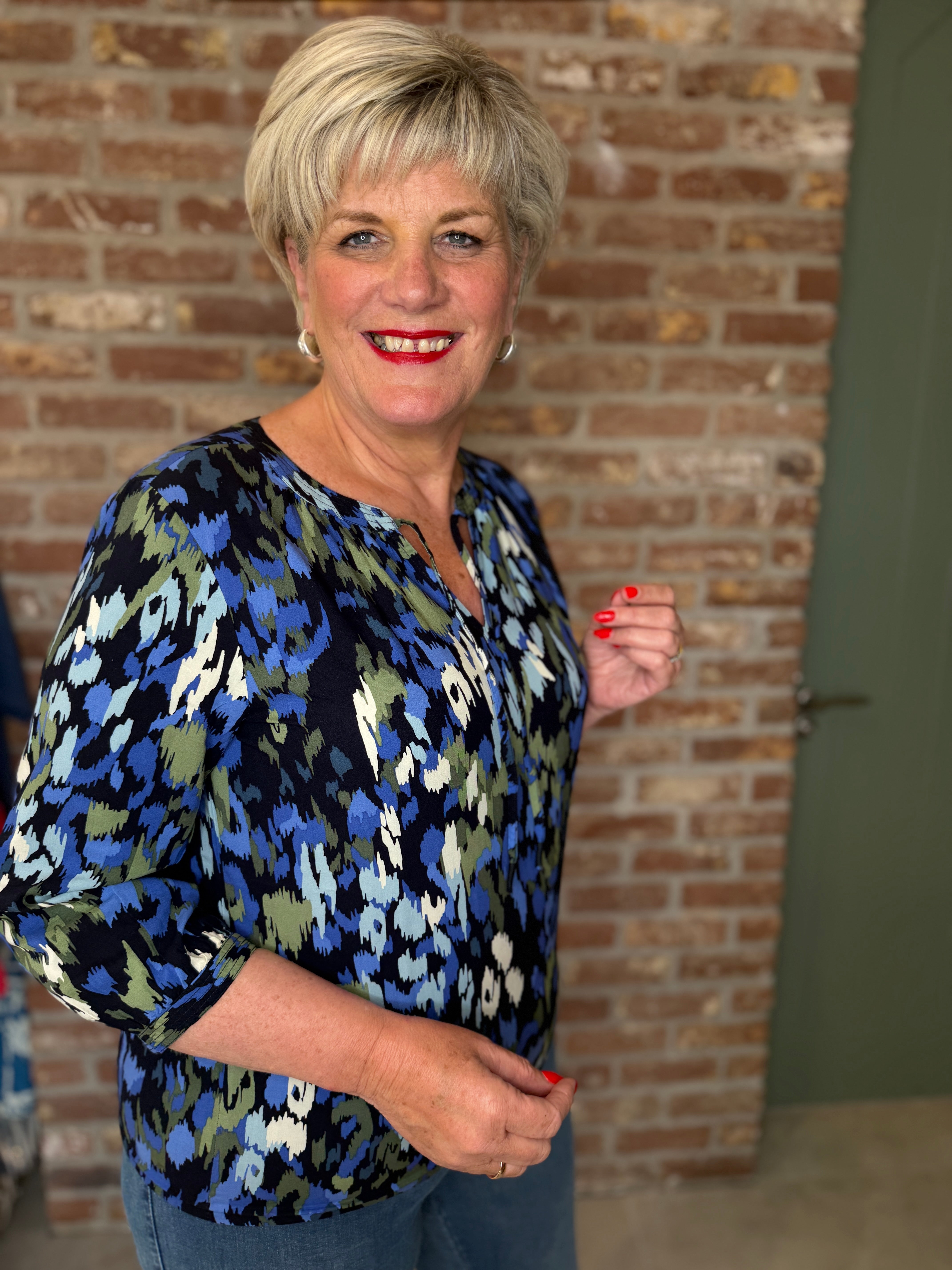 Cecil Patterned Blouse In Urban Dark Blue