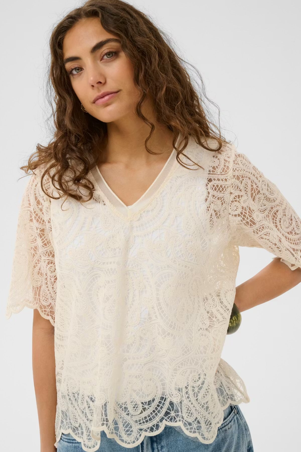 Culture Lace Blouse In Spring Gardenia