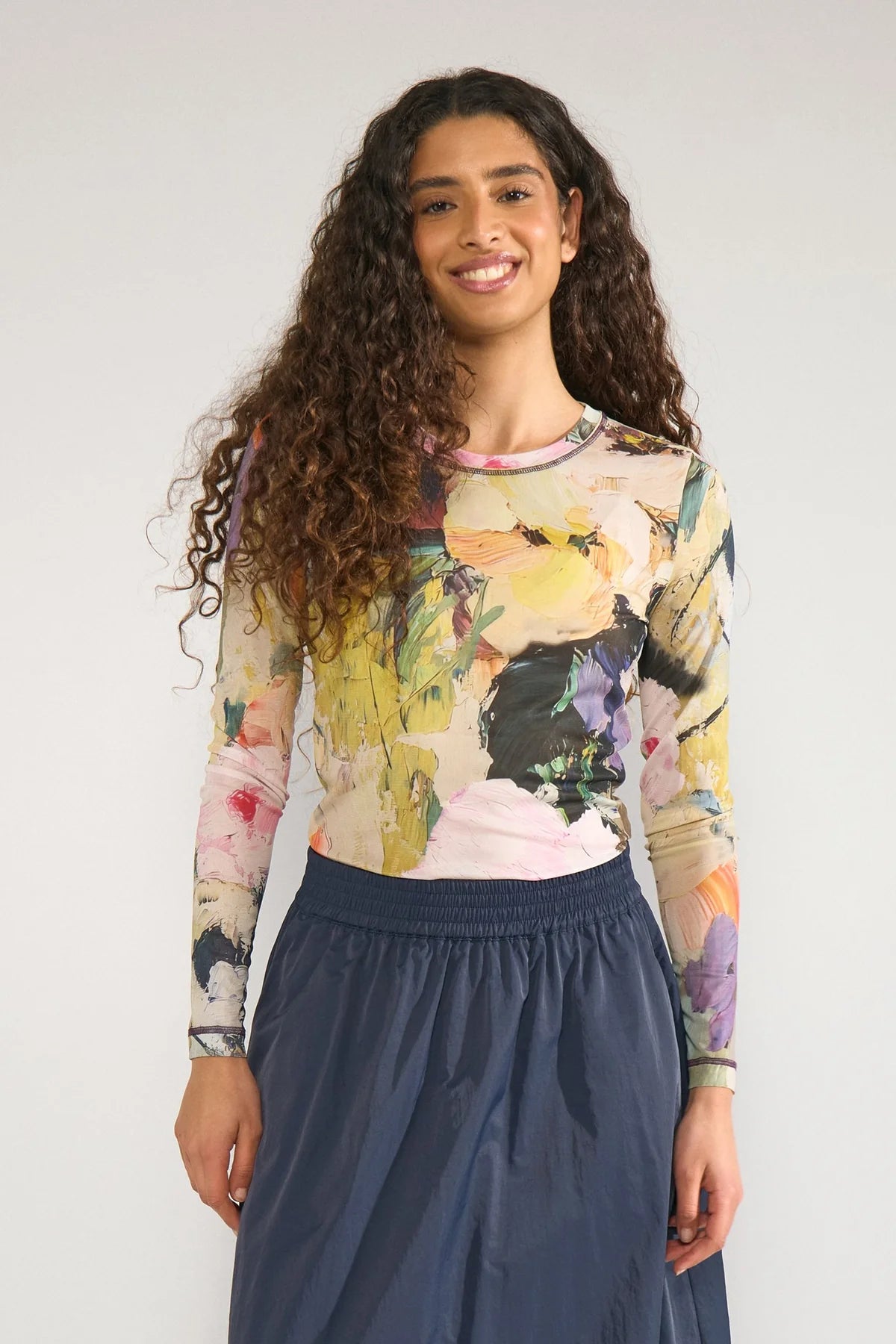 Numph Nualmia mesh top in forest green
