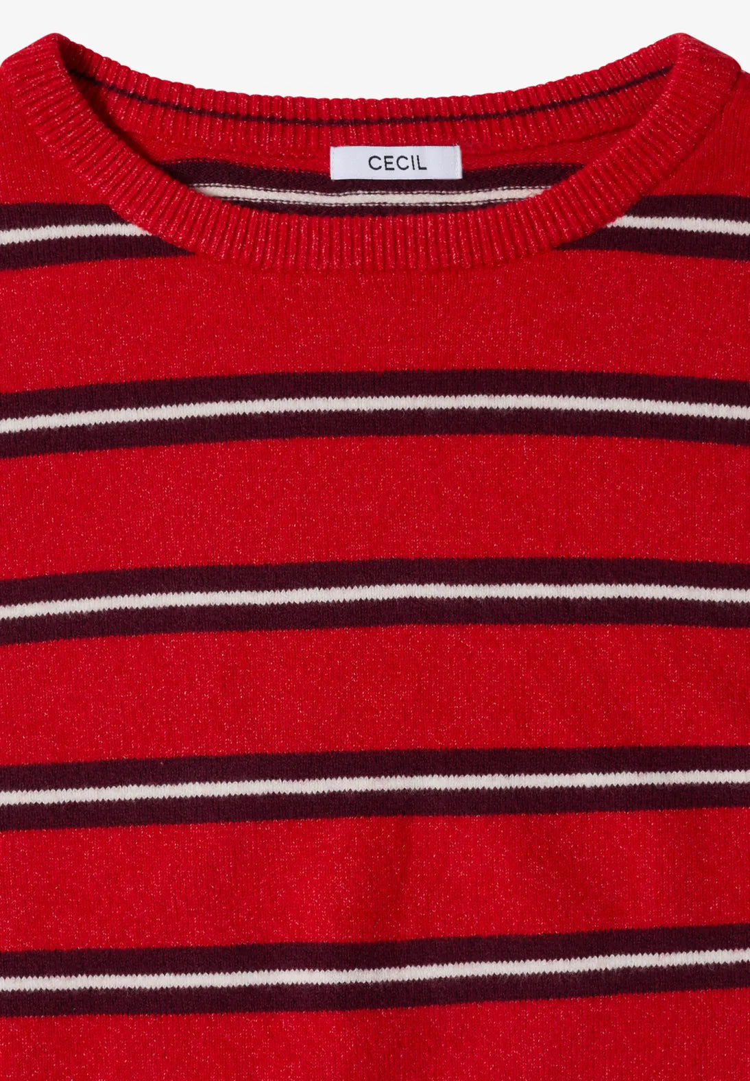 Cosy striped jumper in flame red
