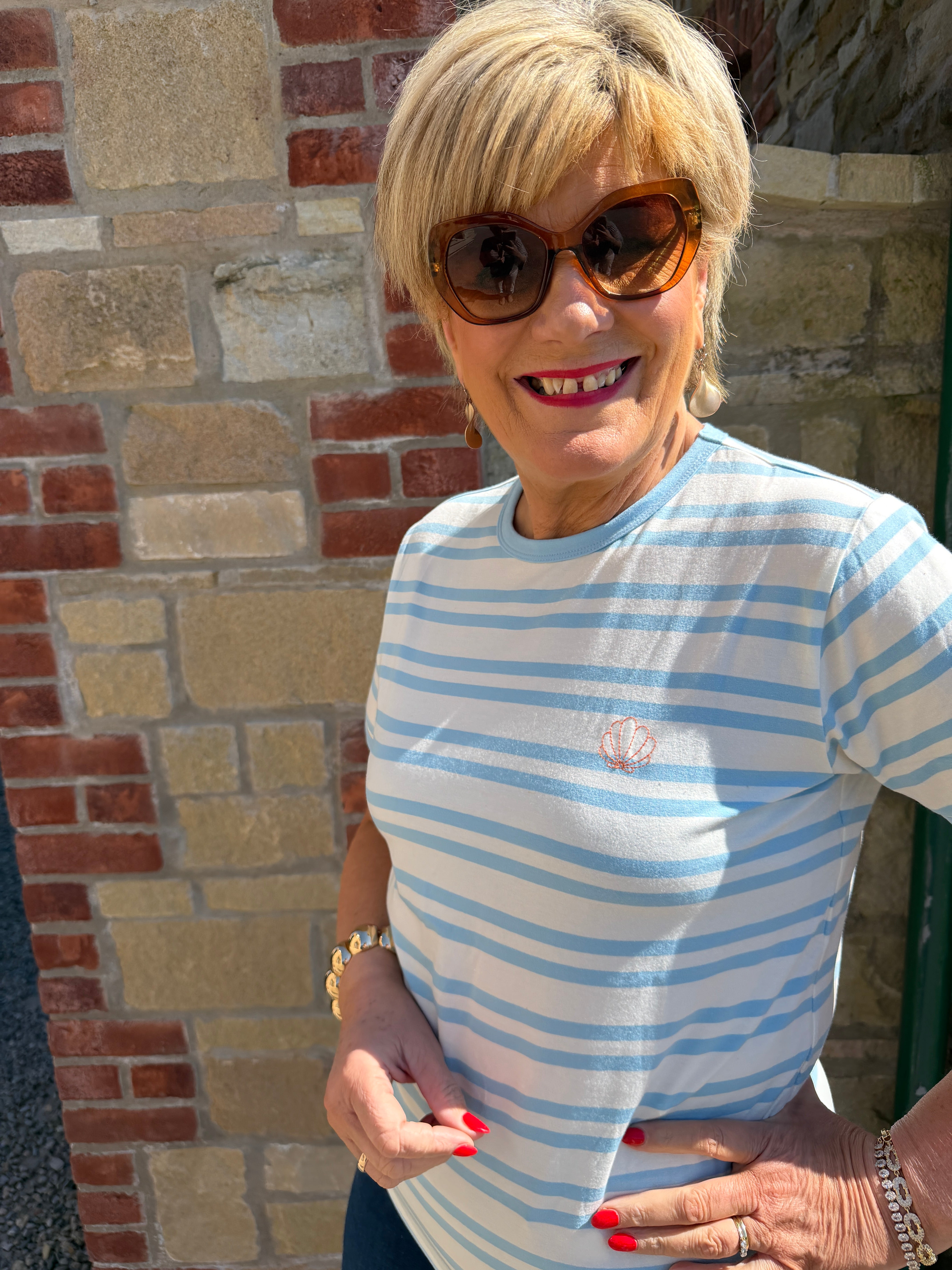 Saint Tropez striped t-shirt in cerulean blue