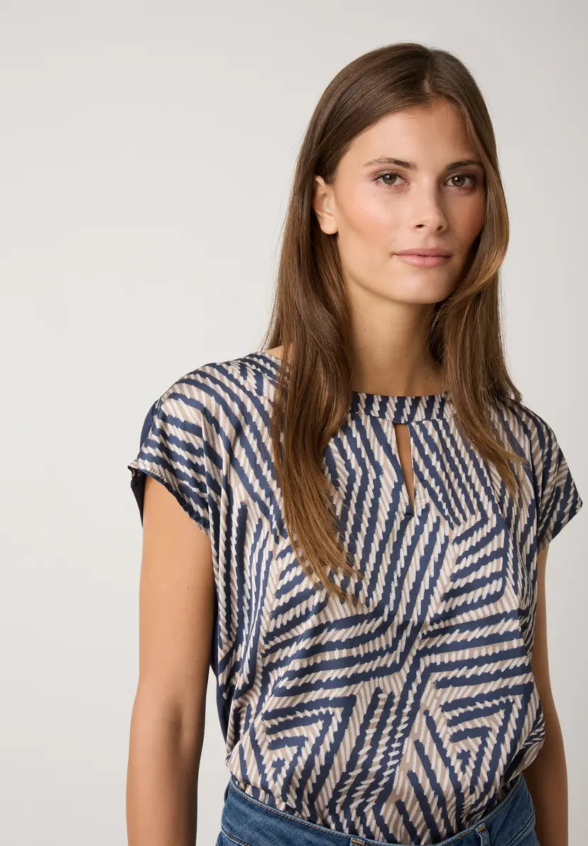 More & More Patch Strokes Blouse In Navy