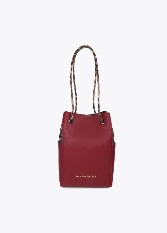 Two tone faux leather shopper in Bordeaux