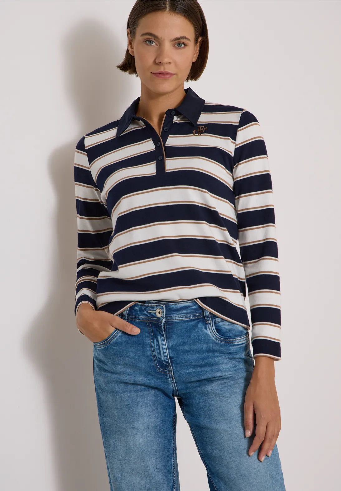 Striped polo shirt in urban dark navy