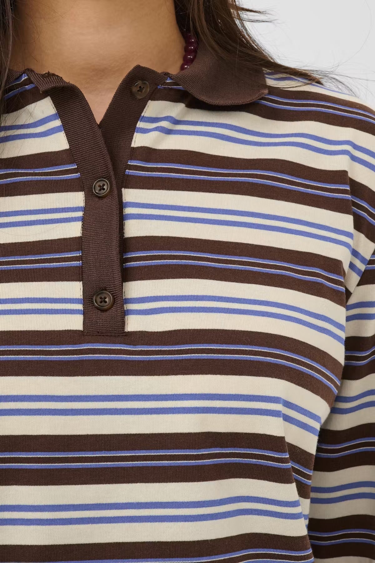 Striped Polo-shirt in brown & blue