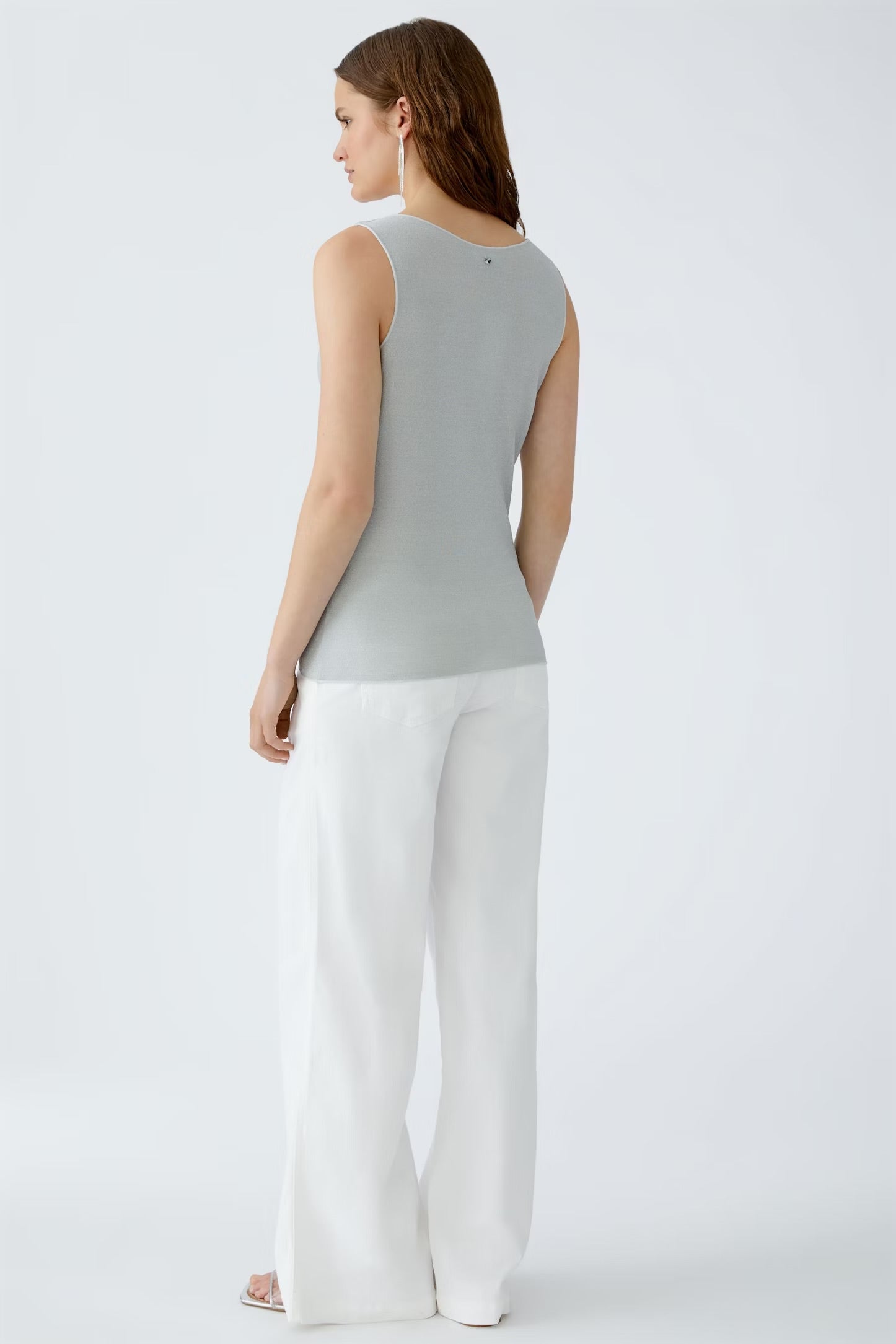 Oui Shiny Tank Top In Silver