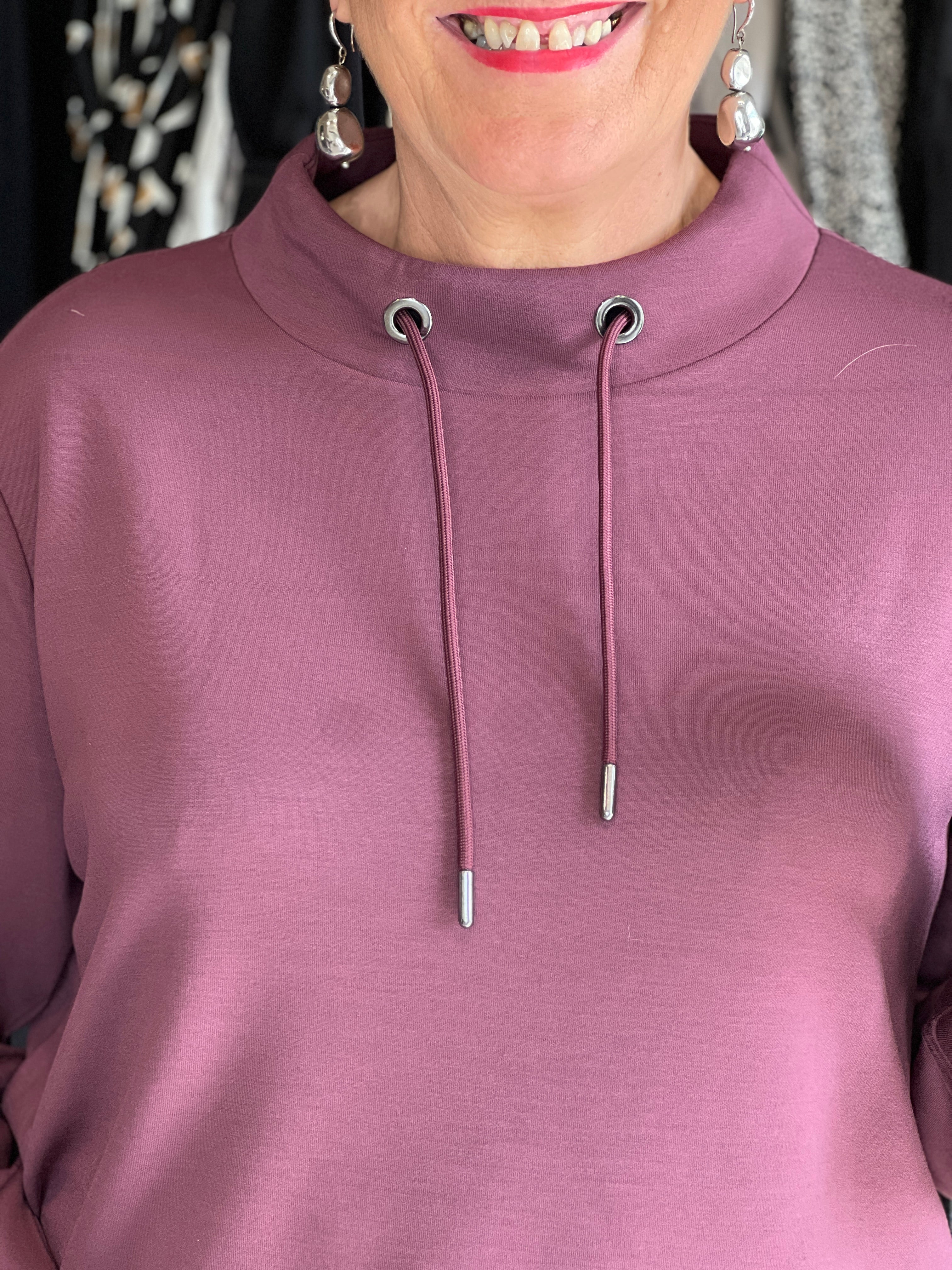 Monari Sweatshirt With Stand up Collar In Bordeaux