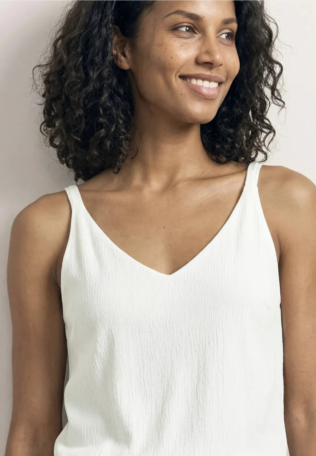Street One V-neck Top In Off White