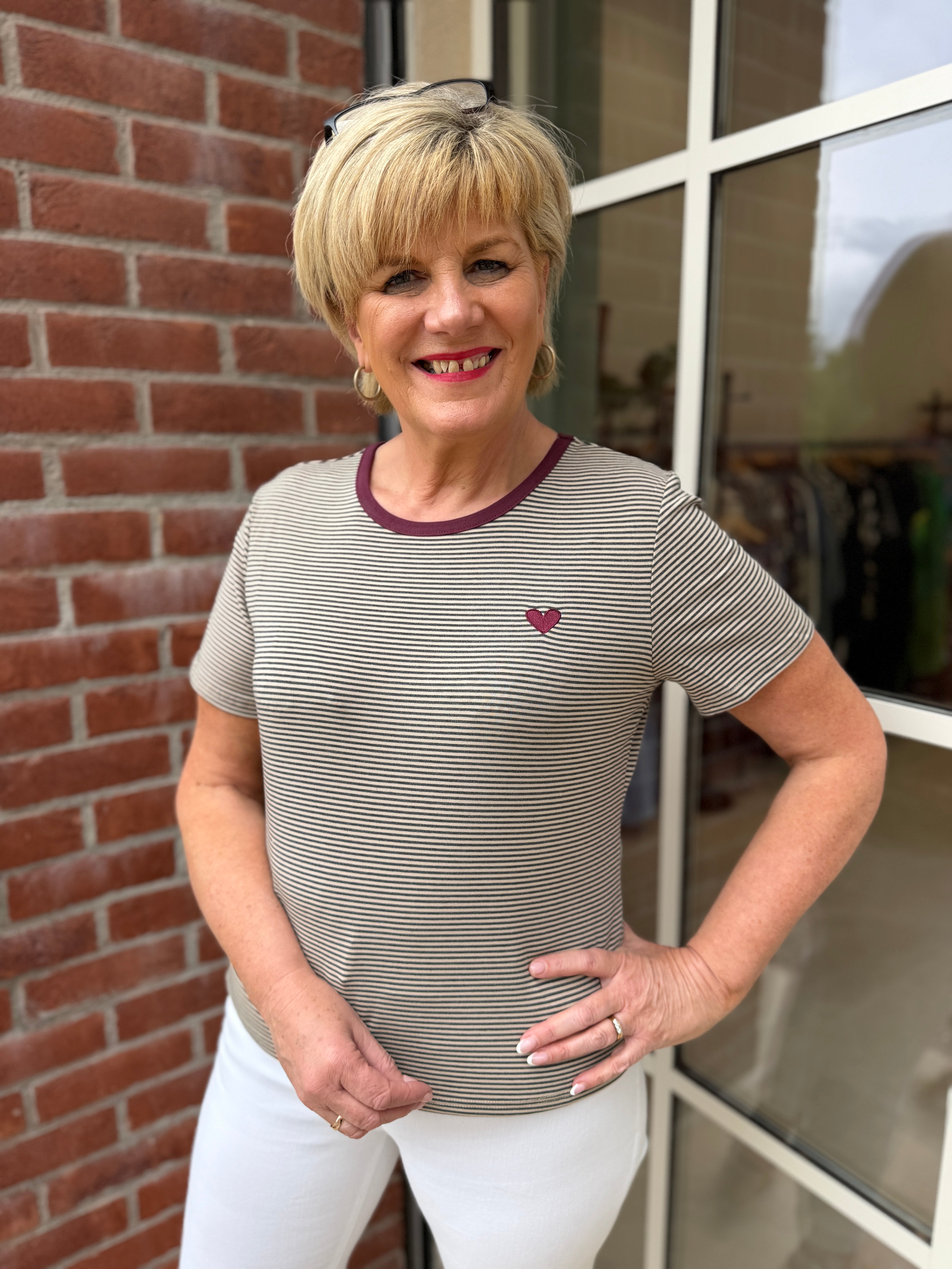 Nümph Nualexa Striped T-shirt In Silver Fig